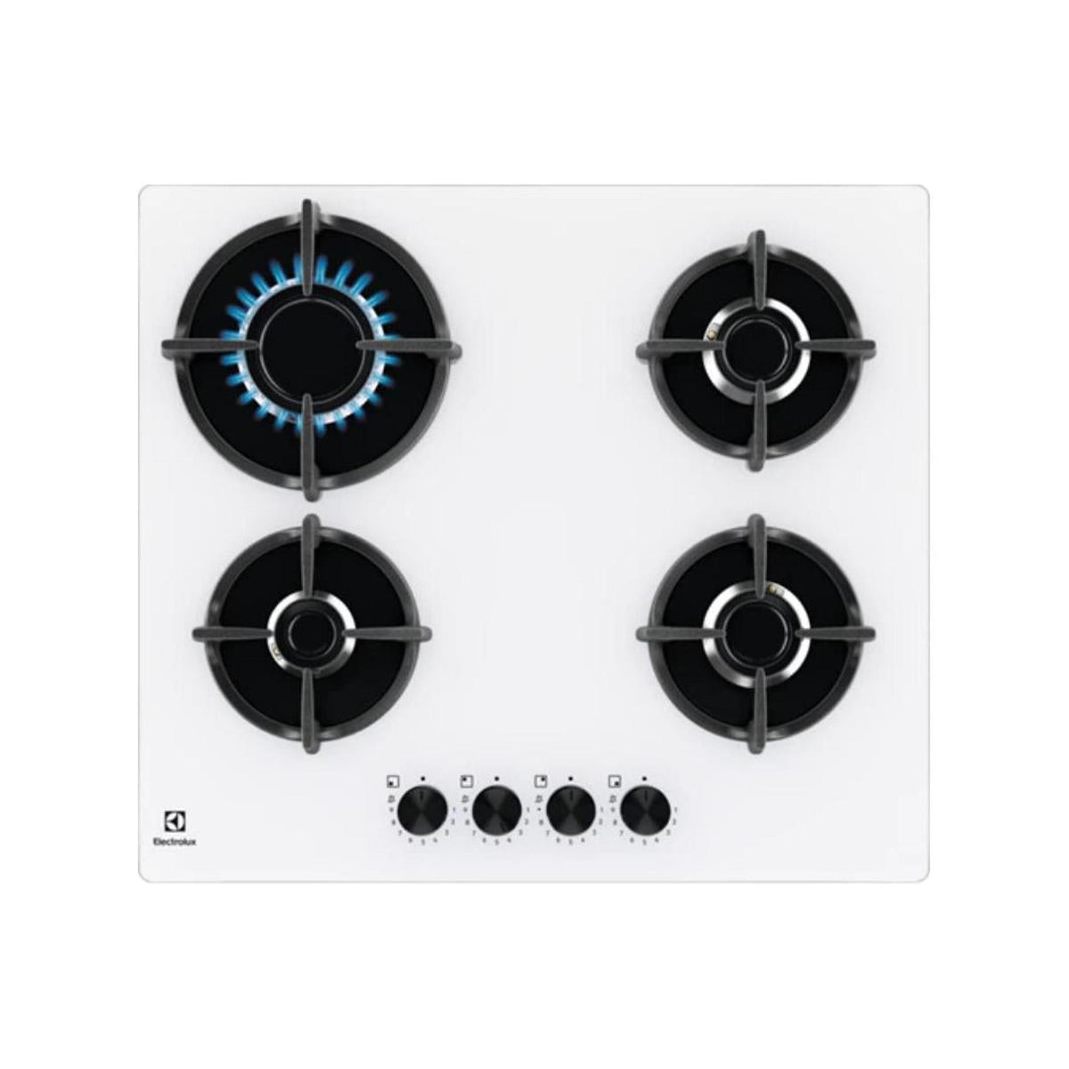 ELECTROLUX EGG64272W SERIE 600 ON GLASS PIANO COTTURA DA INCASSO 60CM 4 FUOCHI A GAS COLORE BIANCO