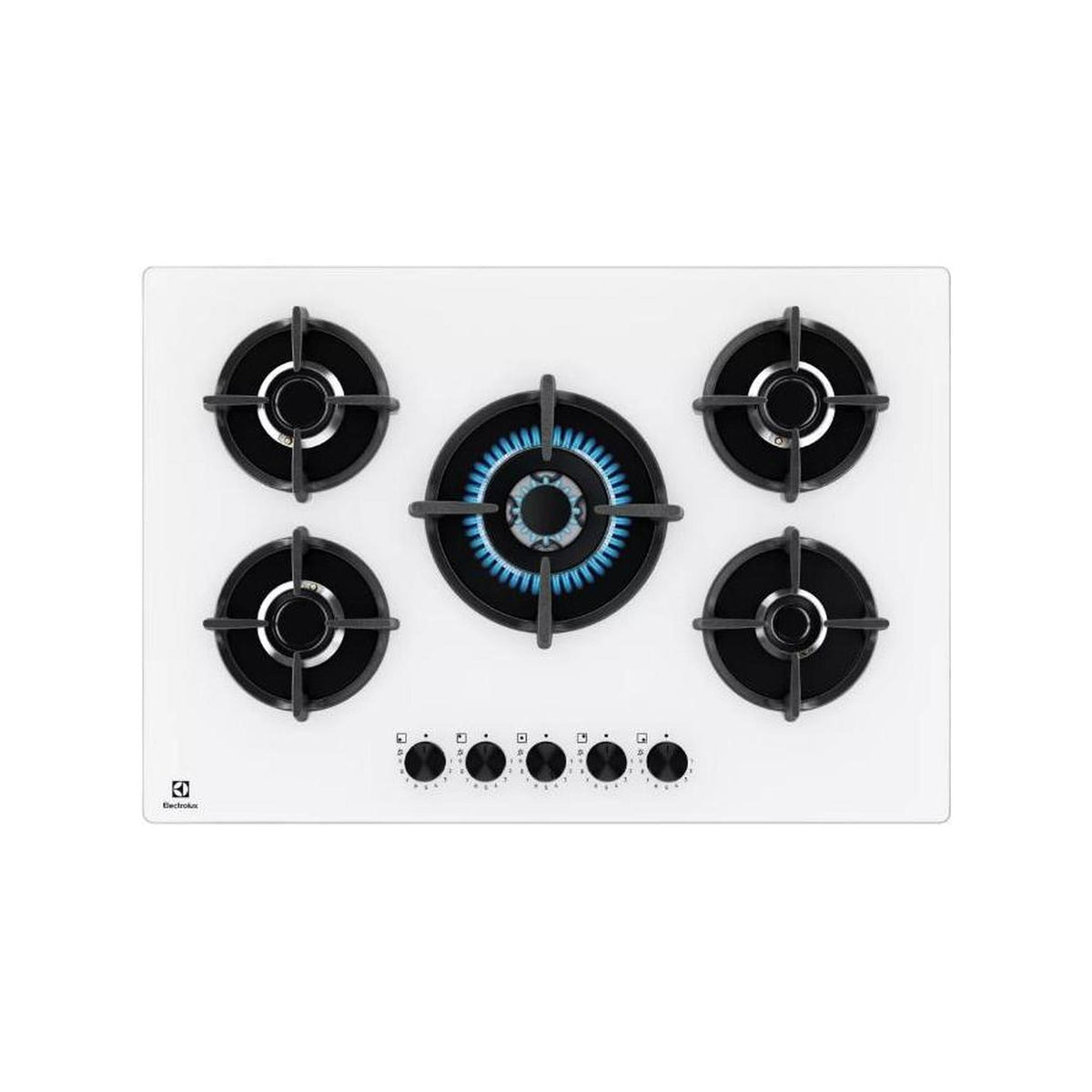 ELECTROLUX EGG75372W SERIE 600 ON GLASS PIANO COTTURA DA INCASSO 75CM 5 FUOCHI A GAS IN VETRO BIANCO - PROMO