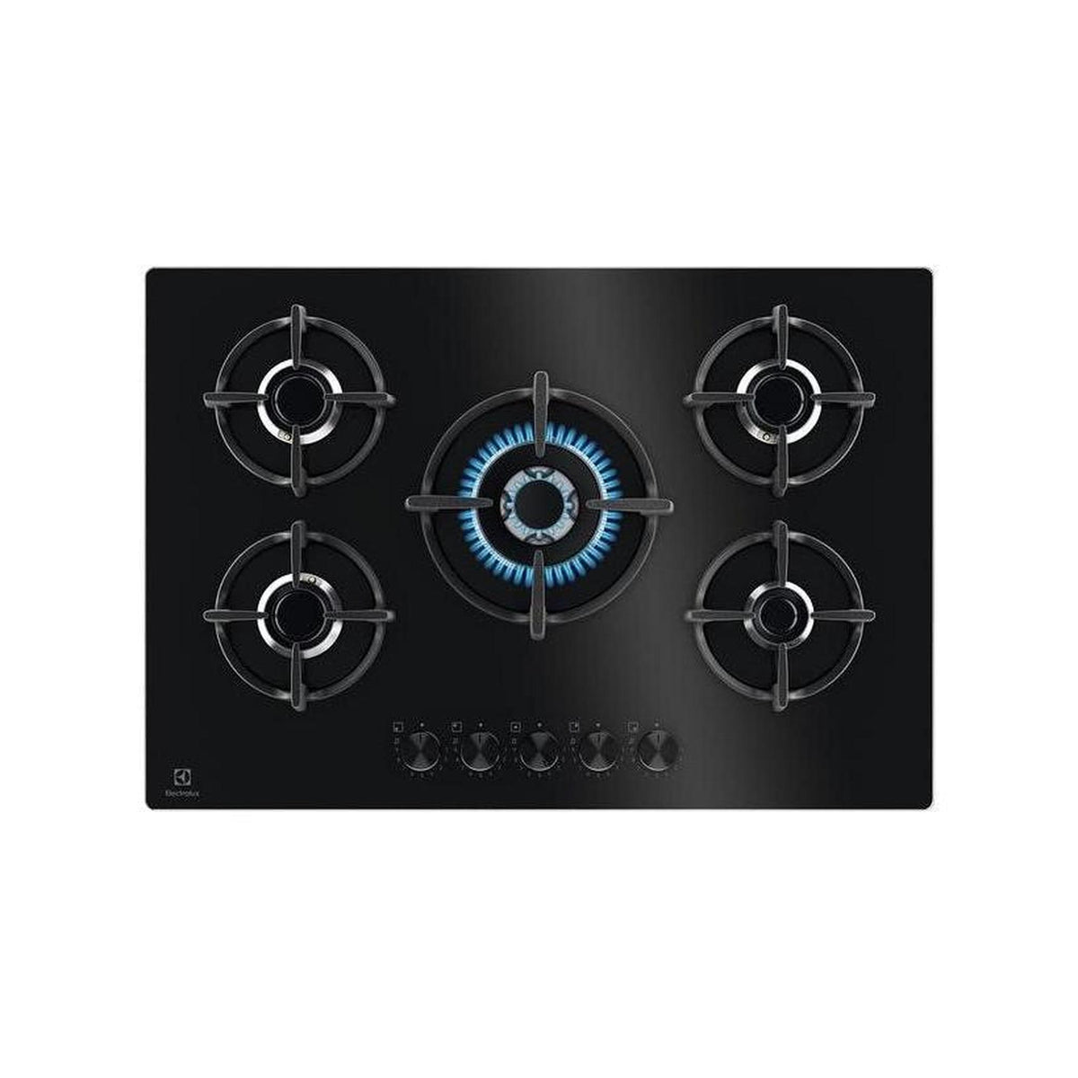 ELECTROLUX EGG75372K PIANO COTTURA DA INCASSO 75CM 5 FUOCHI A GAS GRIGLIE IN GHISA - IN CRISTALLO NERO