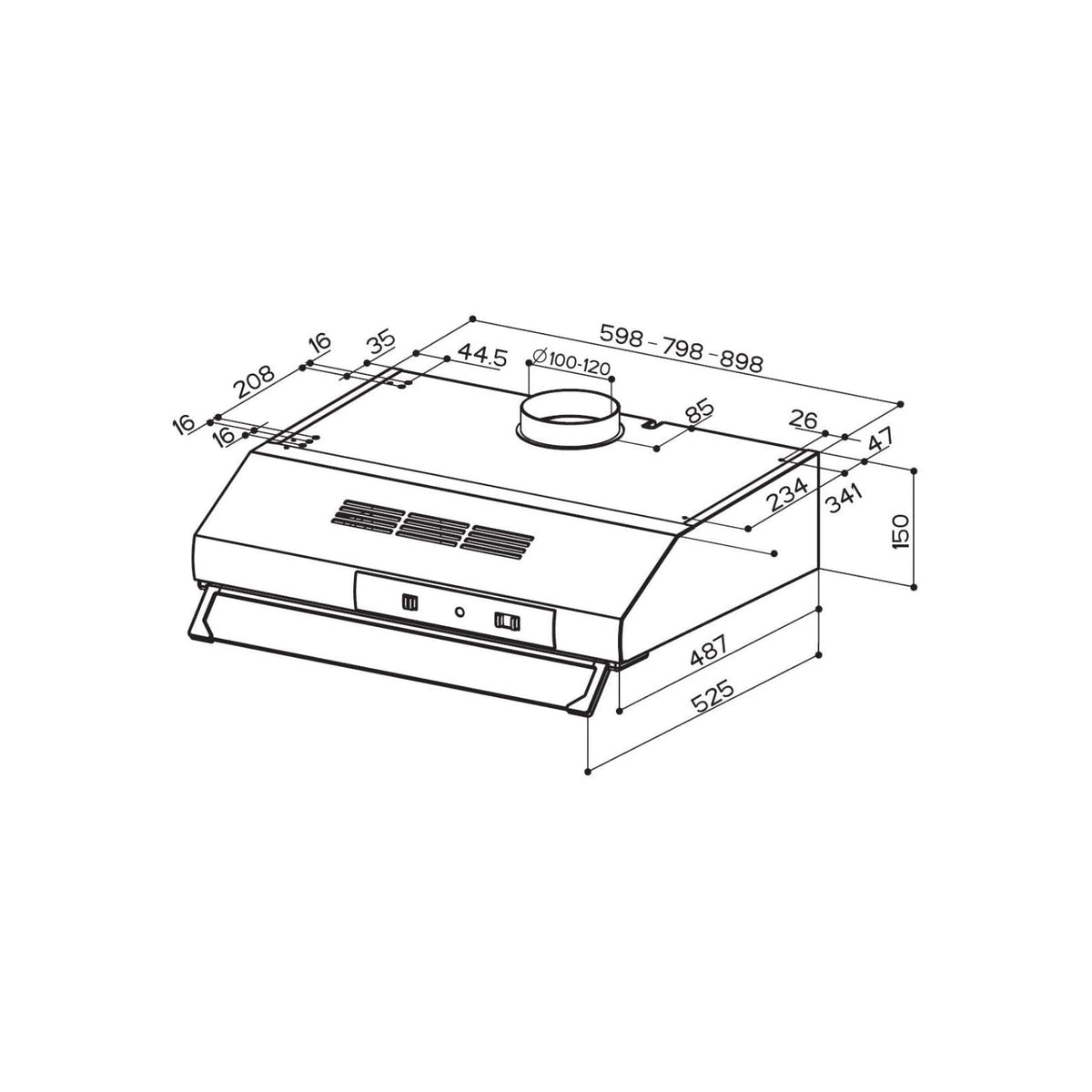 FABER TCH04 PLUS BK19A 741 CAPPA SOTTOPENSILE ASPIRANTE 90 CM COLORE NERO - 300.0557.490
