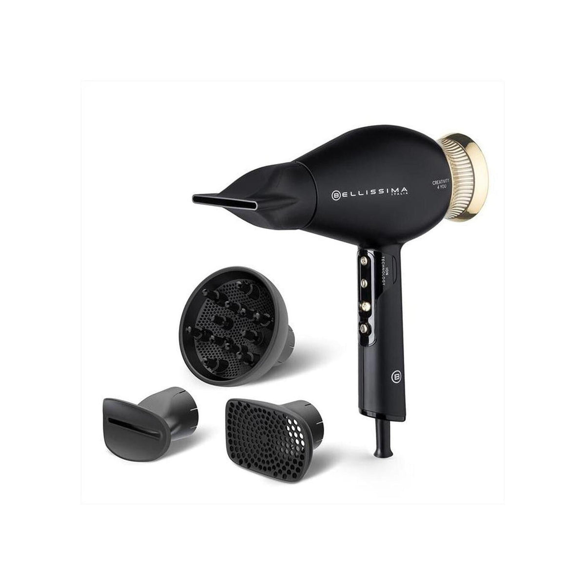 IMETEC BELLISSIMA 11826 ASCIUGACAPELLI CREATIVITY 4 YOU 1800W COLORE NERO/GLAM GOLD - PROMO