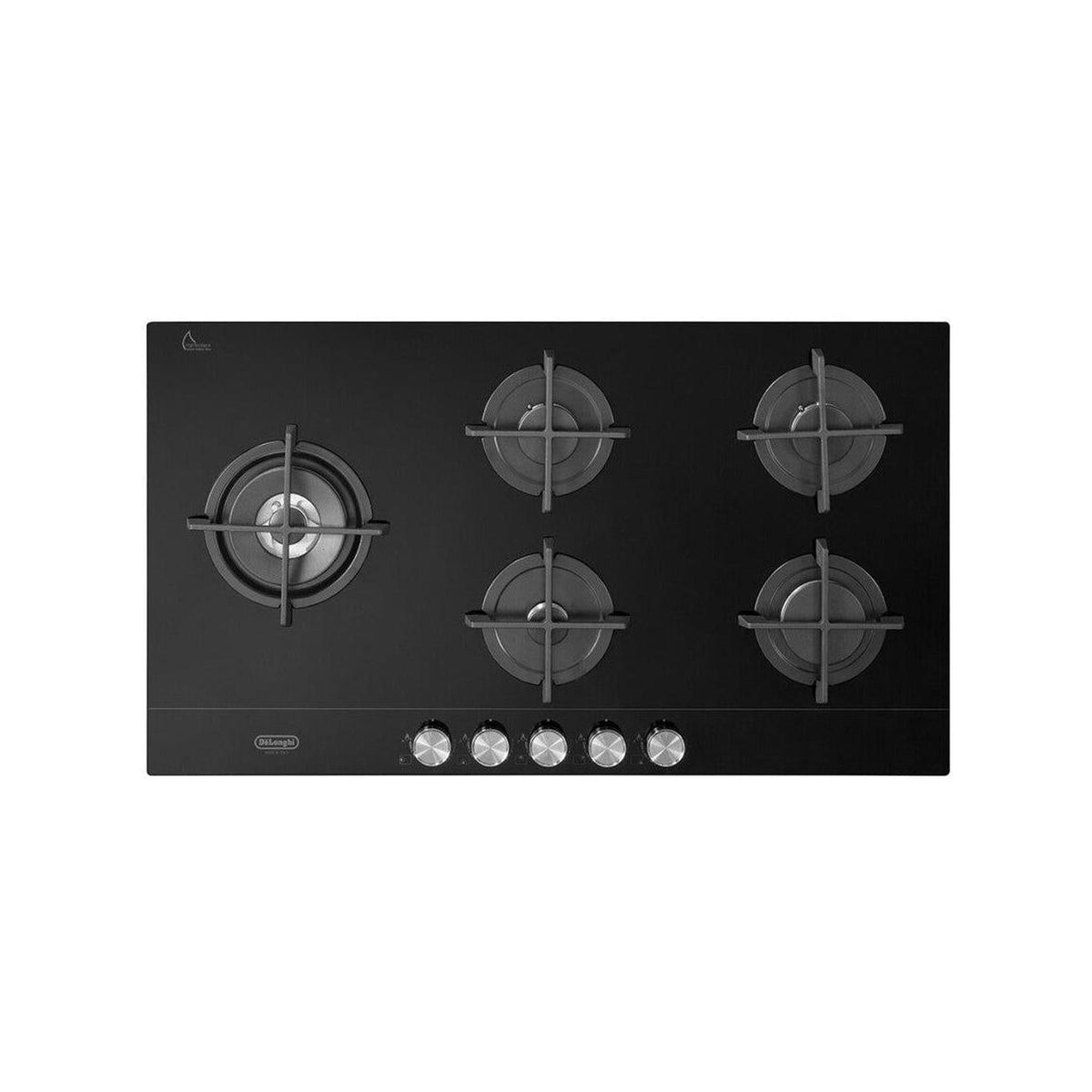 DE LONGHI NSL 590D NCM PIANO COTTURA 90CM 5 FUOCHI A GAS GRIGLIE IN GHISA IN VETRO NERO - NSL590DNCM