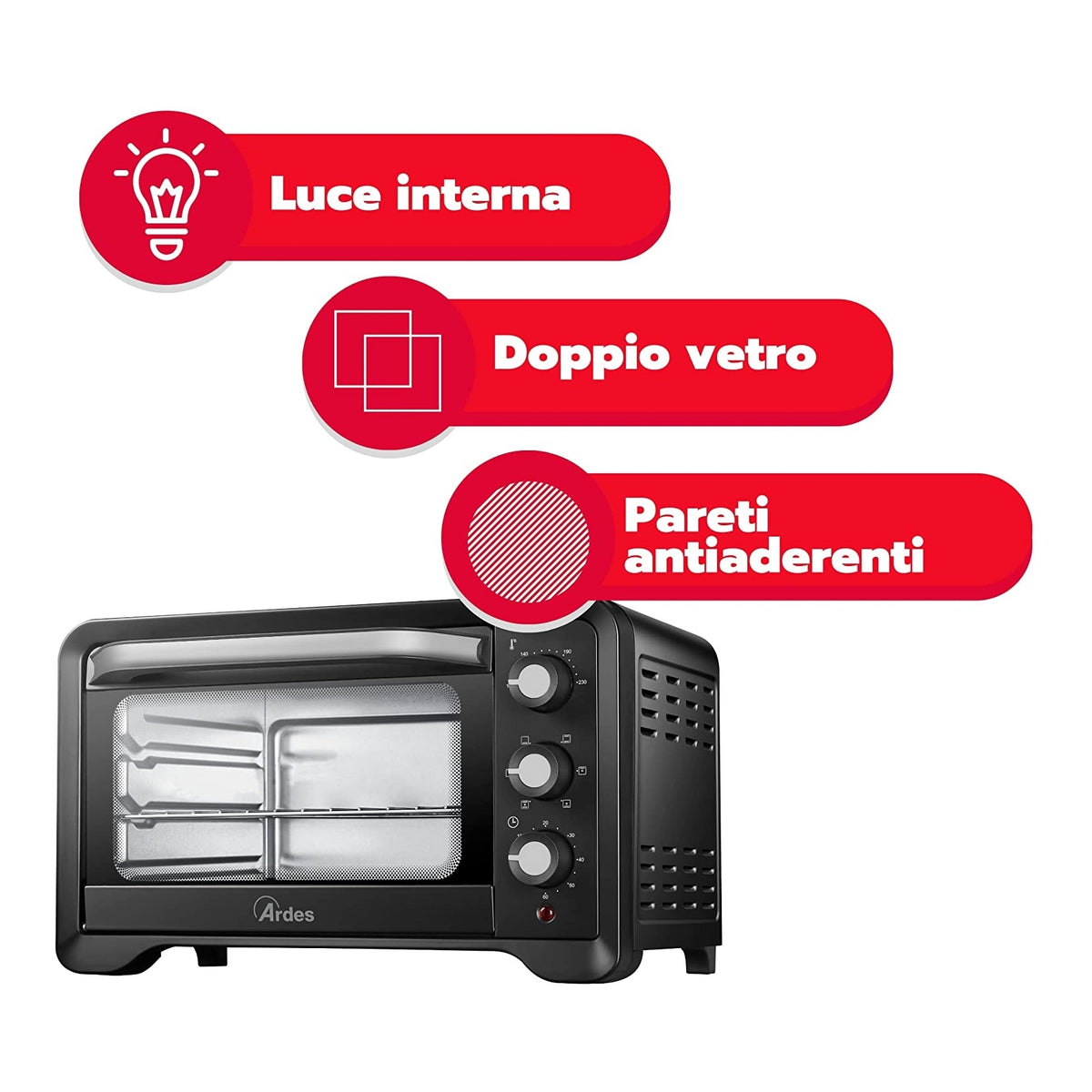 ARDES AR6222PB FORNETTO ELETTRICO VENTILATO 20 LT 1380 W COLORE NERO