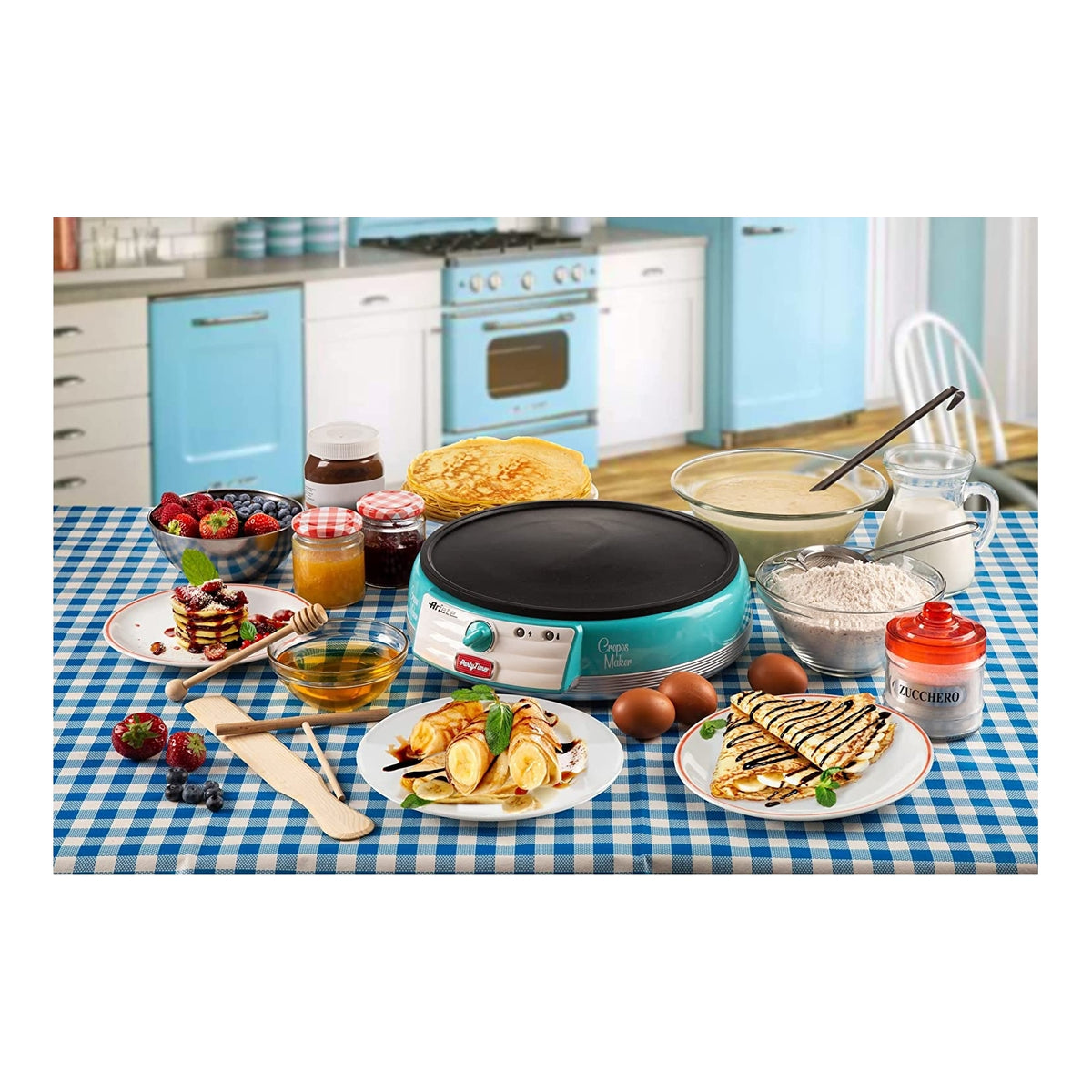 ARIETE 202 PIASTRA PER CREPES ANTIADERENTE COLORE CELESTE - PROMO
