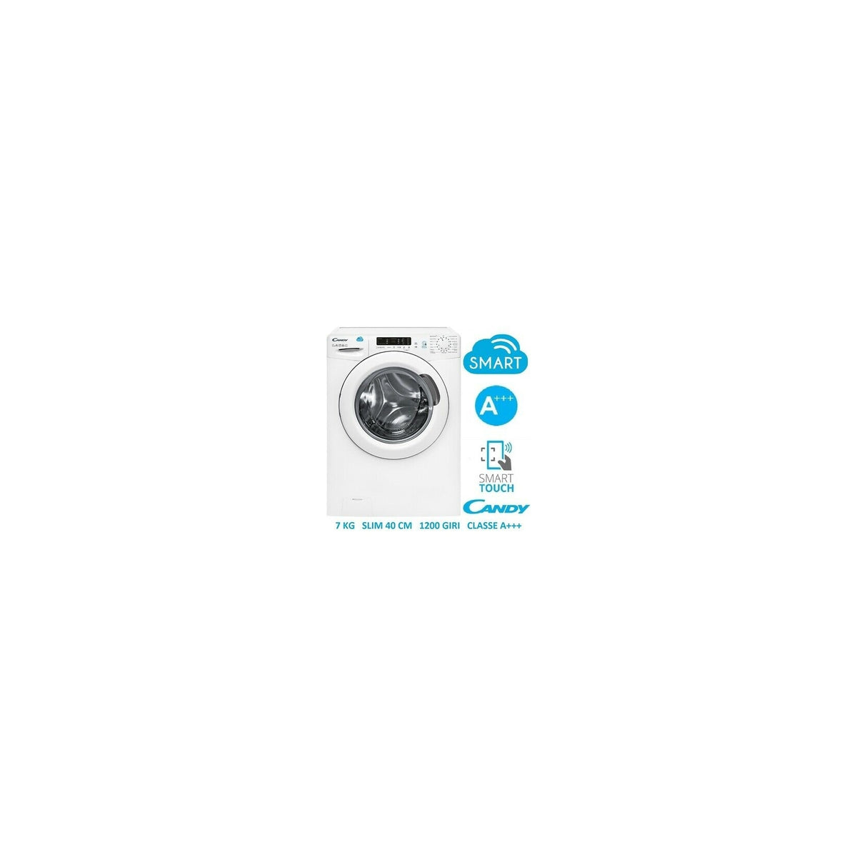 CANDY CS4 1272DE/1-S LAVATRICE SLIM 45CM 7KG 1200 GIRI NFC CLASSE D - CS41272DE/1-S -
