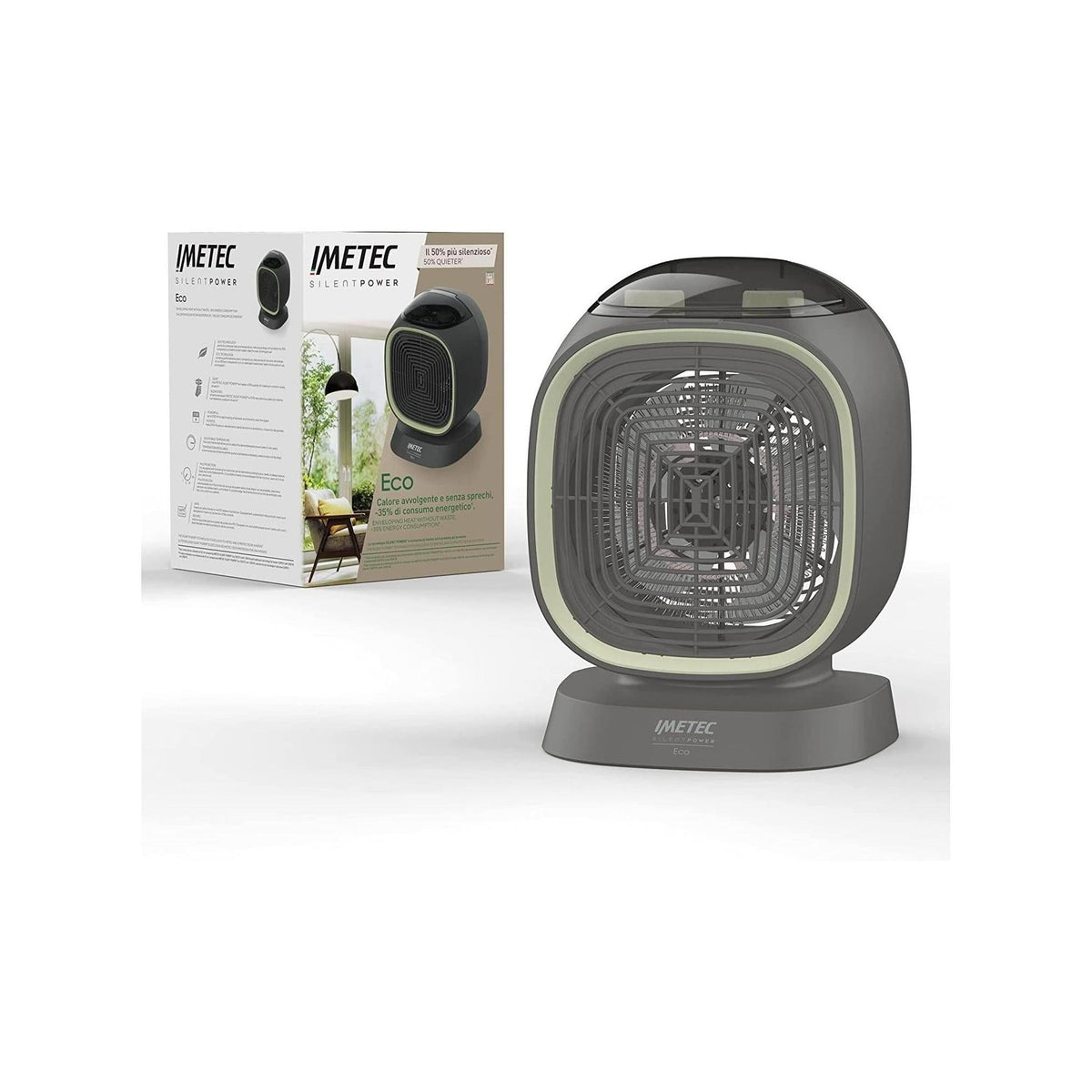 IMETEC 4030 SILENT POWER ECO TERMOVENTILATORE 2100W GRIGIO/VERDE - PROMO