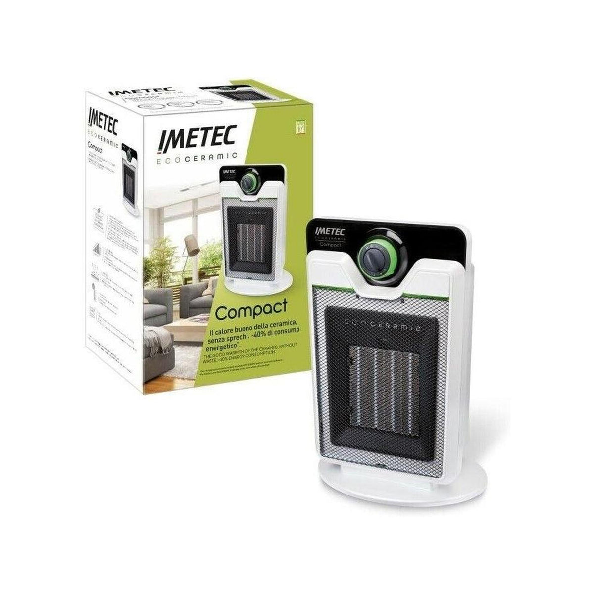 IMETEC 4033 COMPACT TERMOVENTILATORE CALDOBAGNO ELETTRICO 2000W NERO/BIANCO