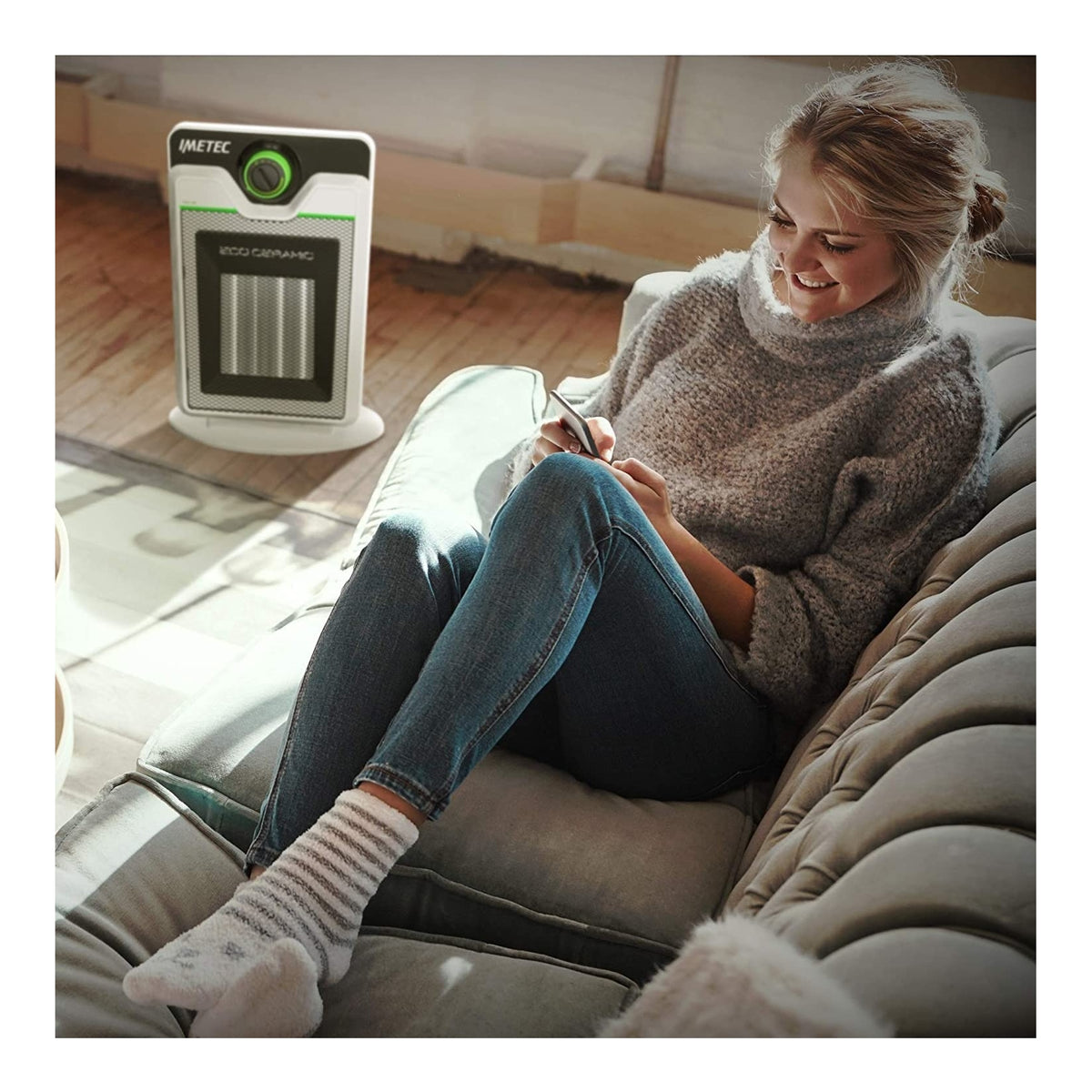 IMETEC 4033 COMPACT TERMOVENTILATORE CALDOBAGNO ELETTRICO 2000W NERO/BIANCO