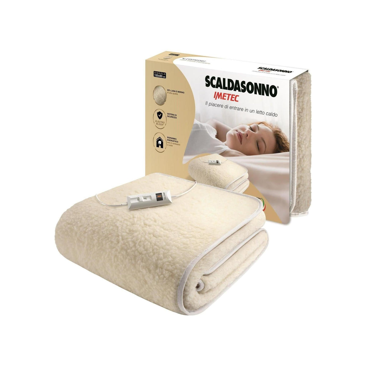IMETEC 16799 COMFORT 2T SCALDASONNO SINGOLO 50% LANA E MERINO 150X80 CM - PROMO