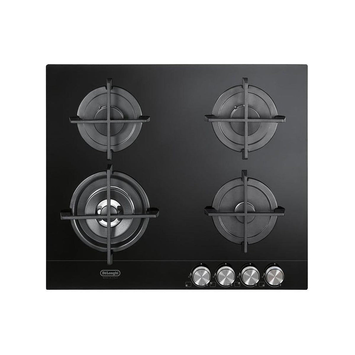 DE LONGHI NSL460N PIANO COTTURA DA INCASSO 60CM 4 FUOCHI A GAS GRIGLIE IN GHISA IN VETROCERAMICA NERO
