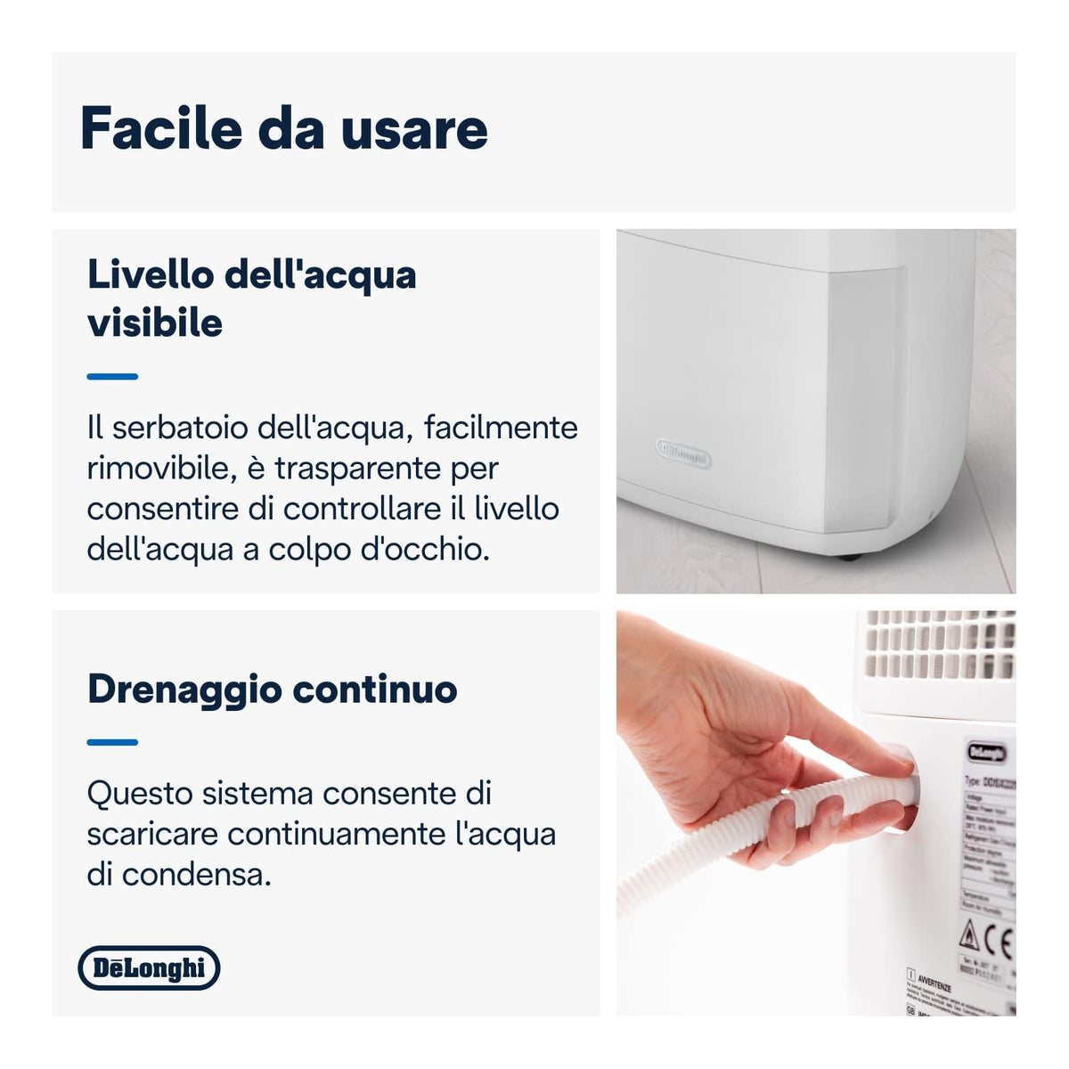 DE LONGHI DDSX220 DEUMIDIFICATORE TASCIUGO ARIADRY 20LT/24H SERBATOIO 5LT