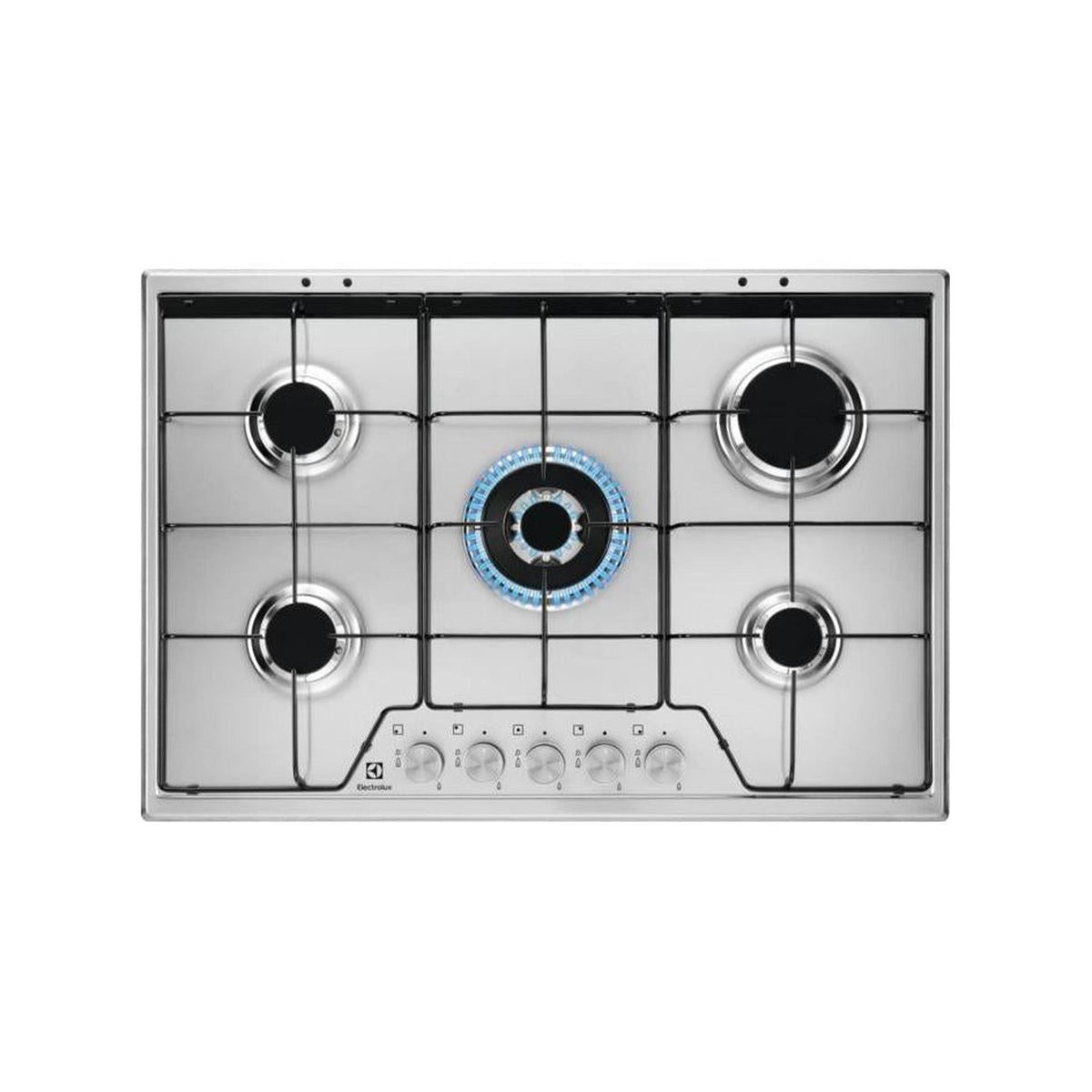 ELECTROLUX KGS7534SX PIANO COTTURA DA INCASSO 5 FUOCHI A GAS TRIPLA CORONA 75 CM GRIGLIE SMALTATE - PROMO