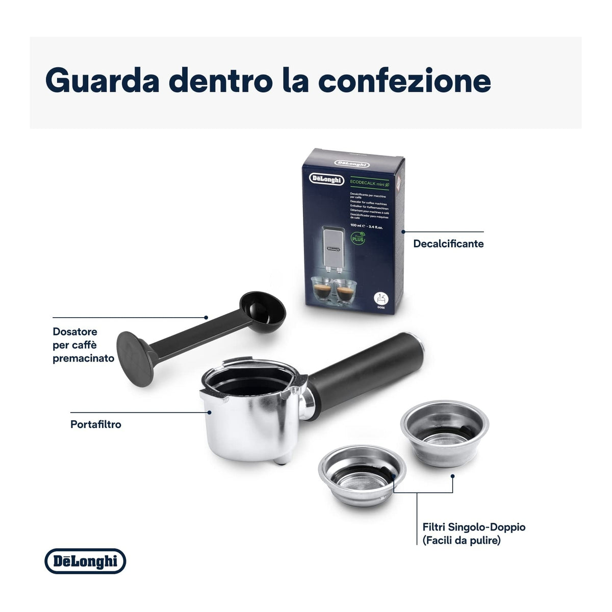 DE LONGHI DEDICA EC685.M MACCHINA DA CAFFE' PER CIALDE O MACINATO CAPPUCCINATORE SILVER