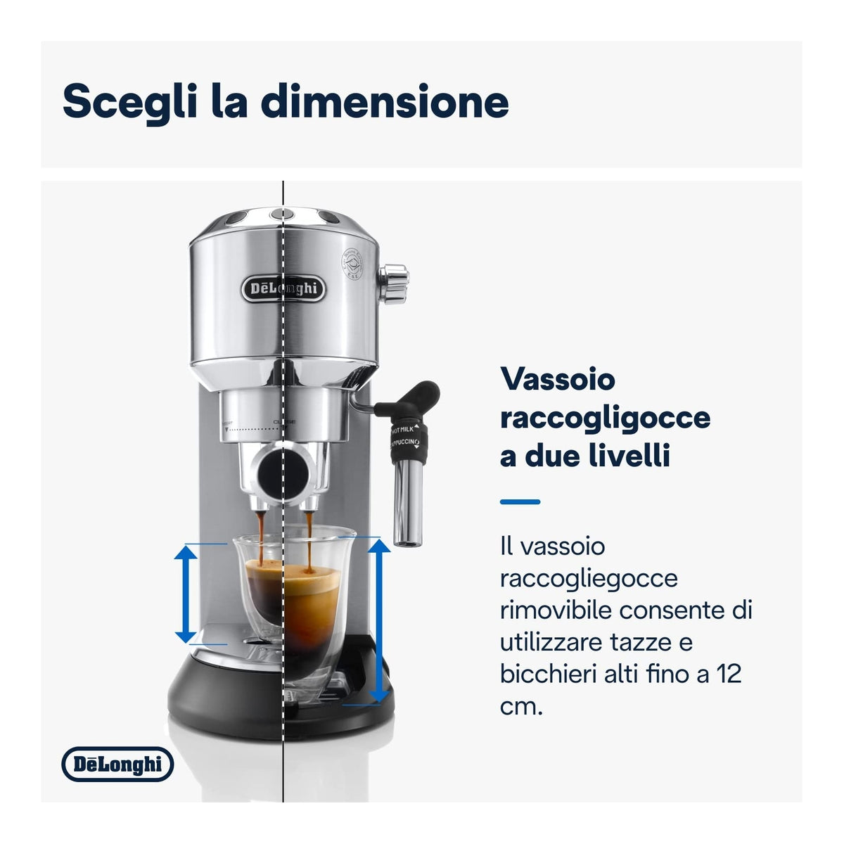 DE LONGHI DEDICA EC685.M MACCHINA DA CAFFE' PER CIALDE O MACINATO CAPPUCCINATORE SILVER