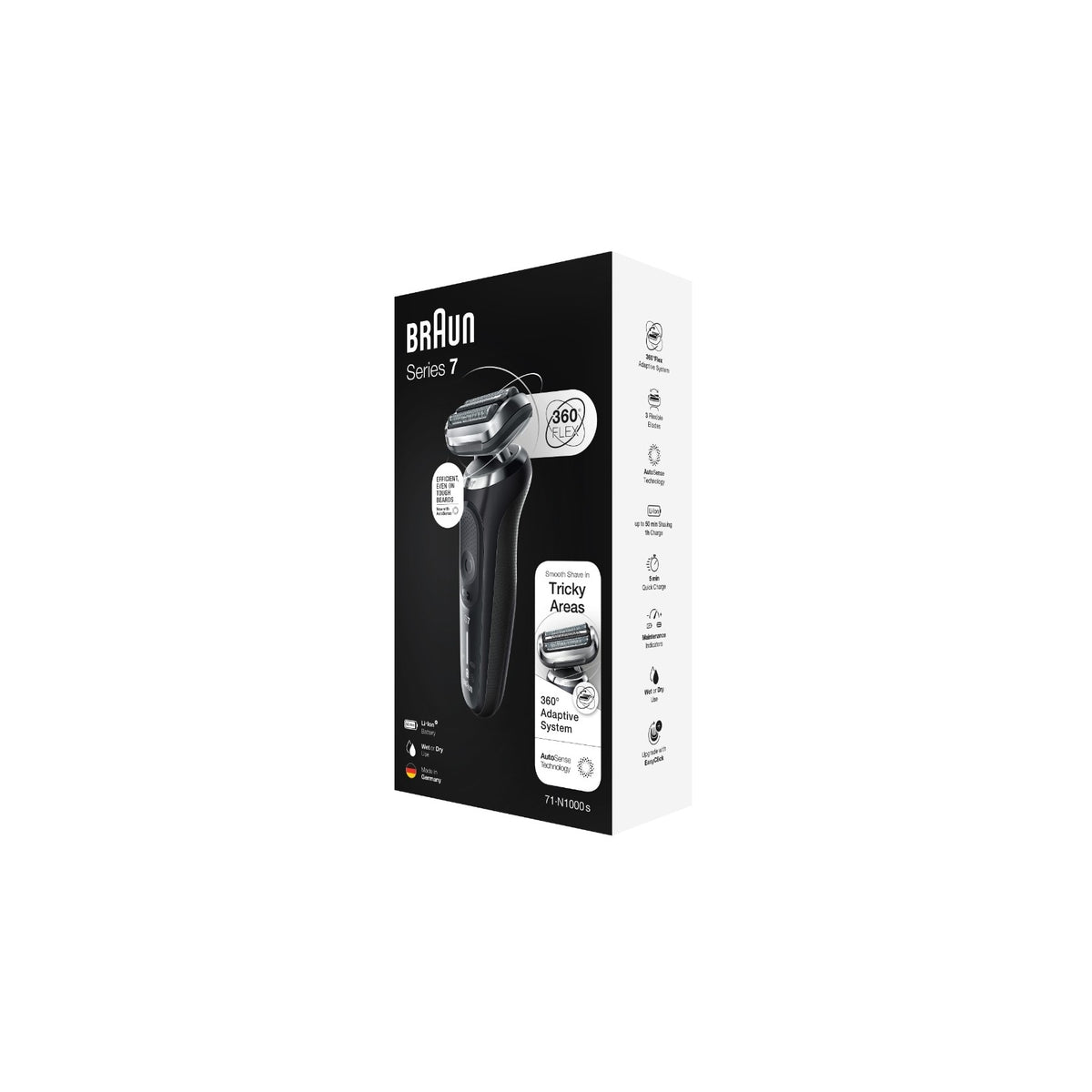 BRAUN SERIES 7 71-N1000S RASOIO ELETTRICO AUTOSENSE FLEX360 WET&DRY