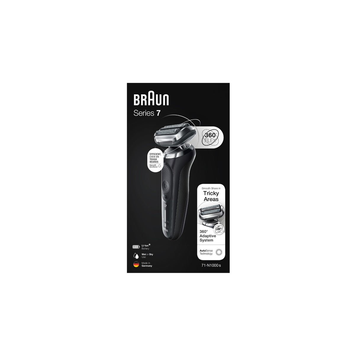 BRAUN SERIES 7 71-N1000S RASOIO ELETTRICO AUTOSENSE FLEX360 WET&DRY