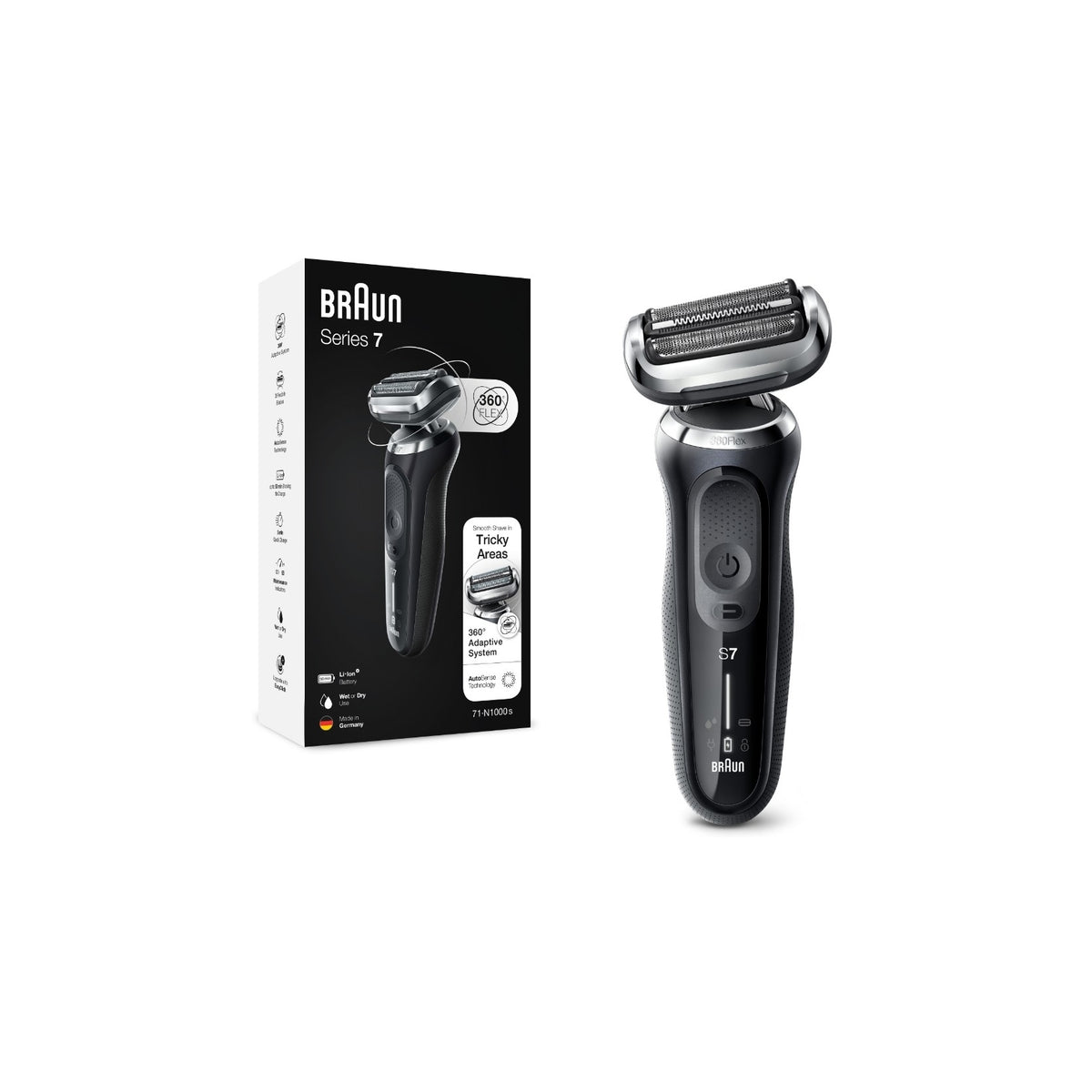 BRAUN SERIES 7 71-N1000S RASOIO ELETTRICO AUTOSENSE FLEX360 WET&DRY