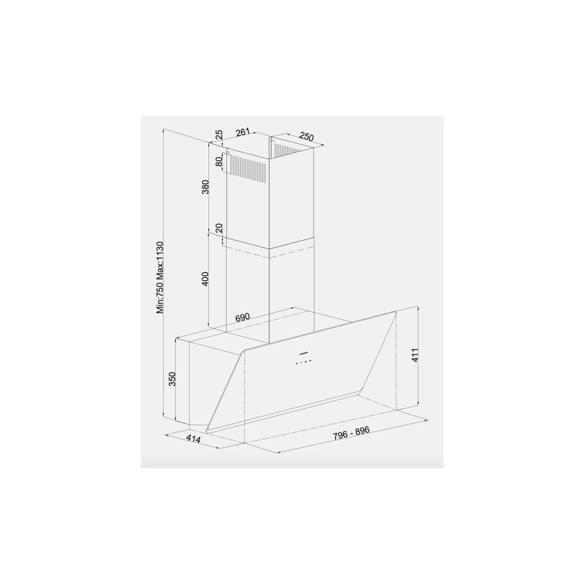 SILVERLINE 3457.8.733.02 CAPPA A PARETE 80CM CLASSE A NERO