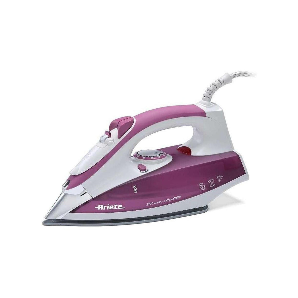 ARIETE 6215 FERRO DA STIRO A VAPORE 2200W SERBATOIO 0.28LT COLORE BIANCO E PORPORA - PROMO