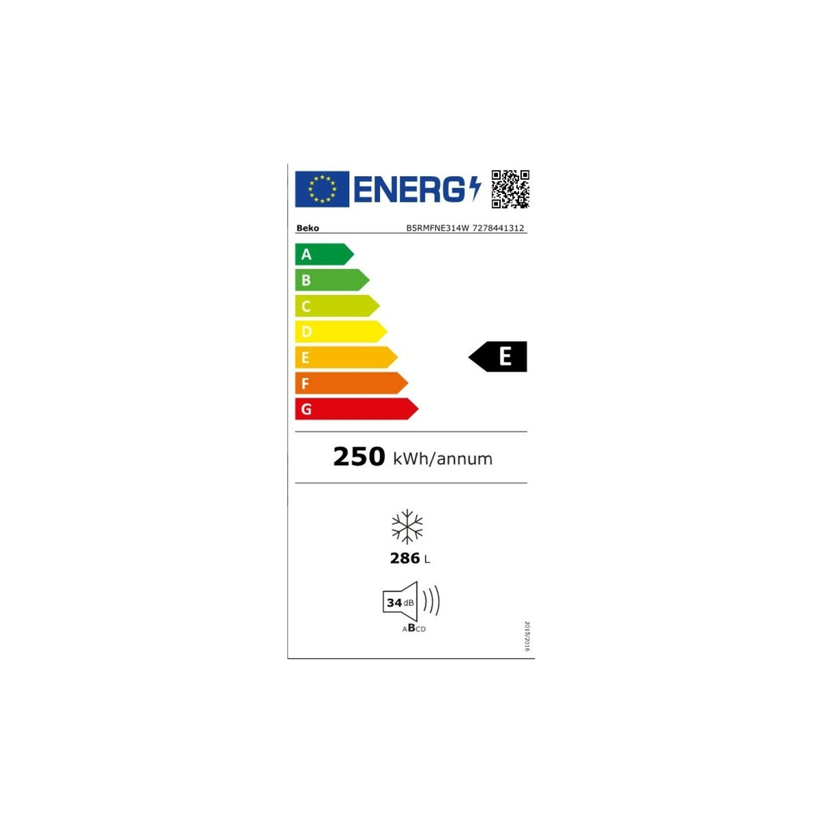 BEKO B5RMFNE314W CONGELATORE VERTICALE 286 LT TOTAL NO FROST CLASSE E