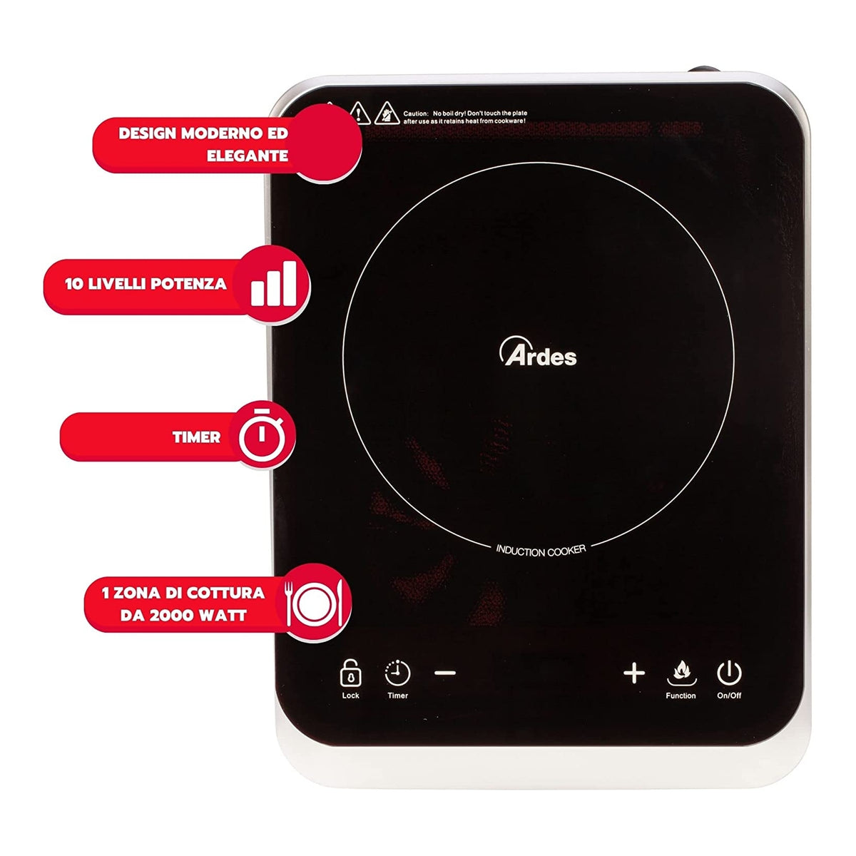 ARDES AR1F601 FORNELLO INDUZIONE 30CM 2000W COLORE NERO