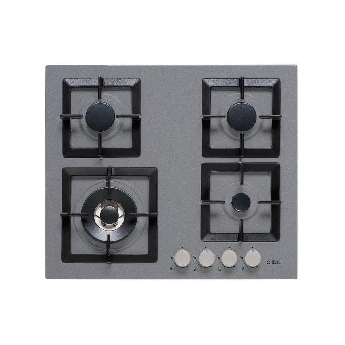ELLECI PMSP60173WS PIANO COTTURA 60CM 4 FUOCHI A GAS FINITURA METALTEK GRIGLIE IN GHISA COLORE TITANIO - PROMO