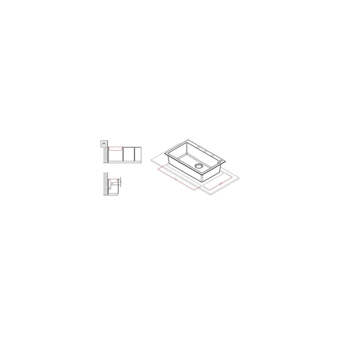 ELLECI LGQ13048 QUADRA 130 LAVELLO 1 VASCA 79CM COLORE CEMENTO GRANITEK