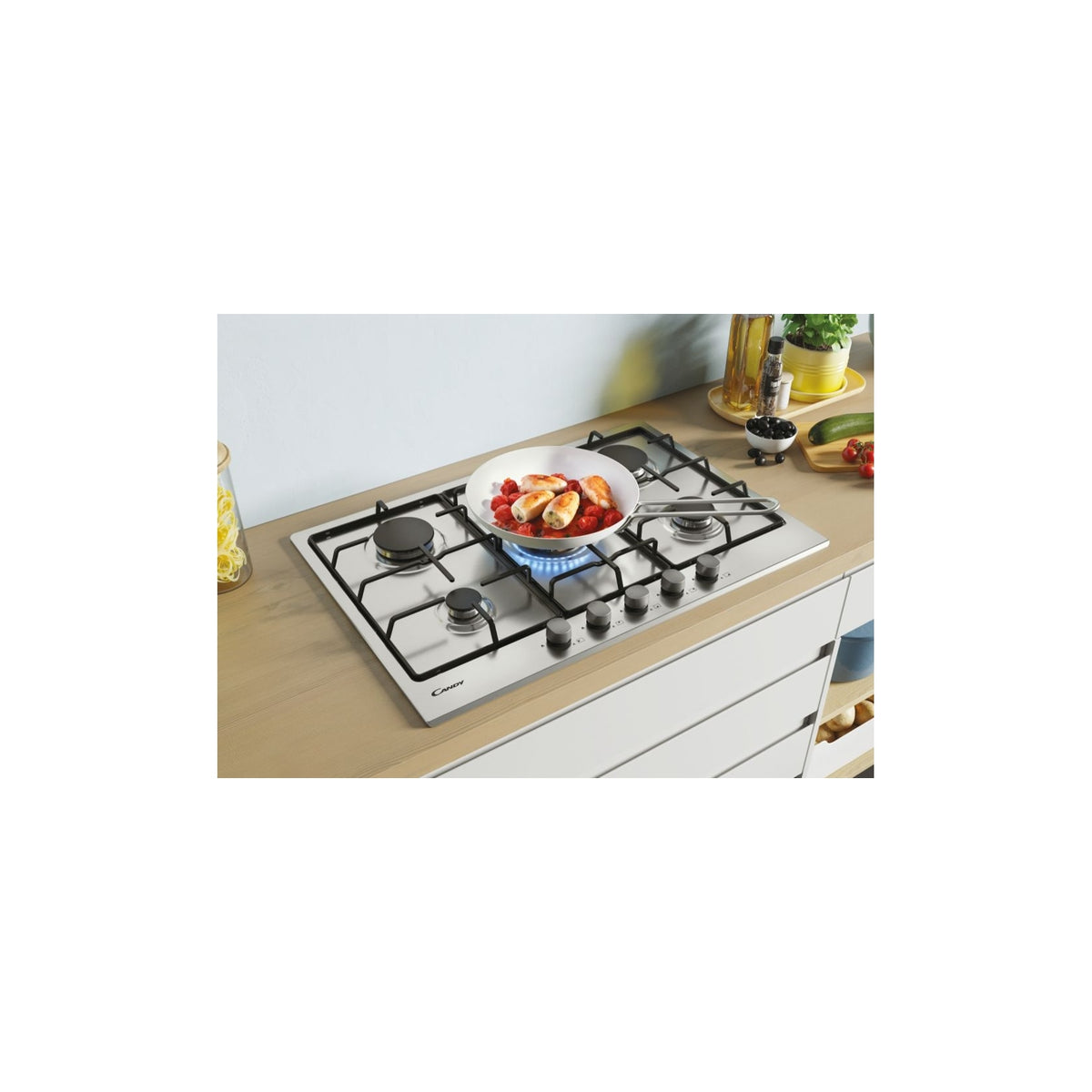 CANDY CHW74WX PIANO COTTURA 75CM 5 FUOCHI COLORE INOX