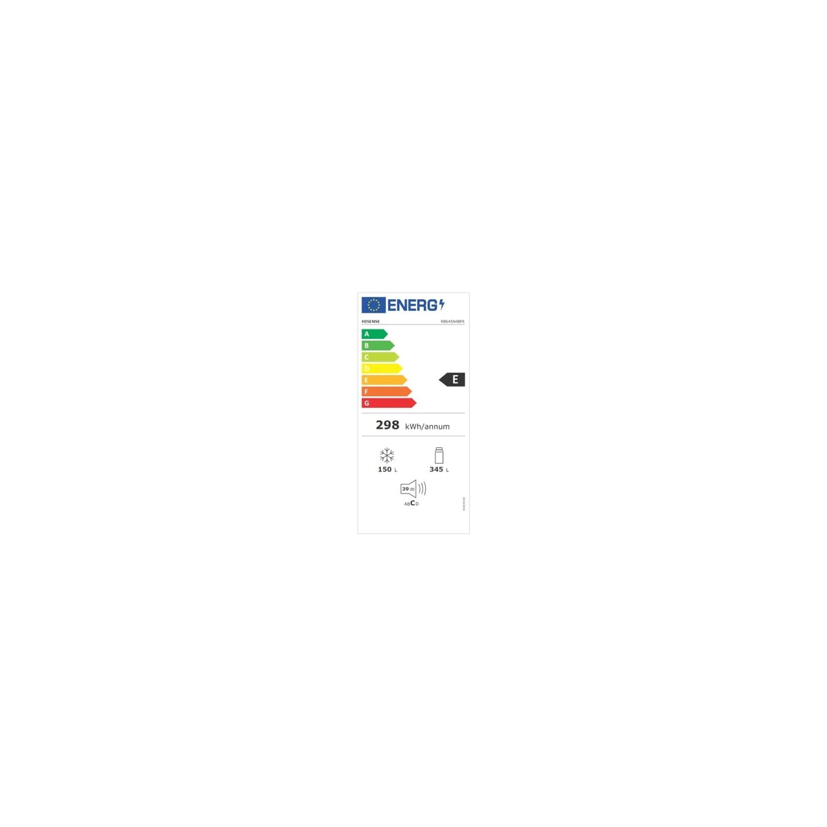 HISENSE RB645N4BFE FRIGORIFERO COMBINATO 495LT NO FROST CLASSE E NERO