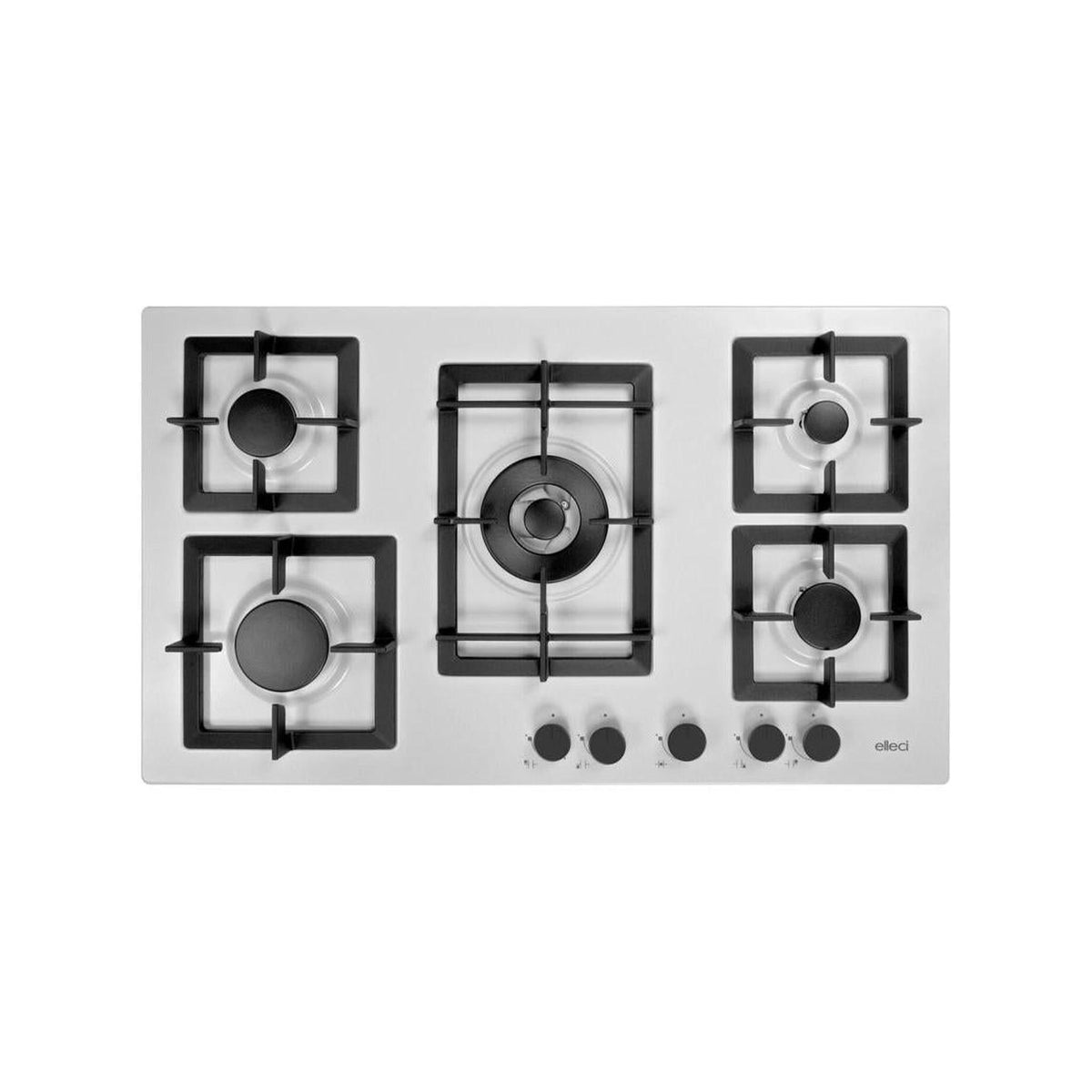 ELLECI PGSP90168CS PIANO COTTURA 90CM 5 FUOCHI A GAS GRIGLIE GHISA COLORE BIANCO - PROMO