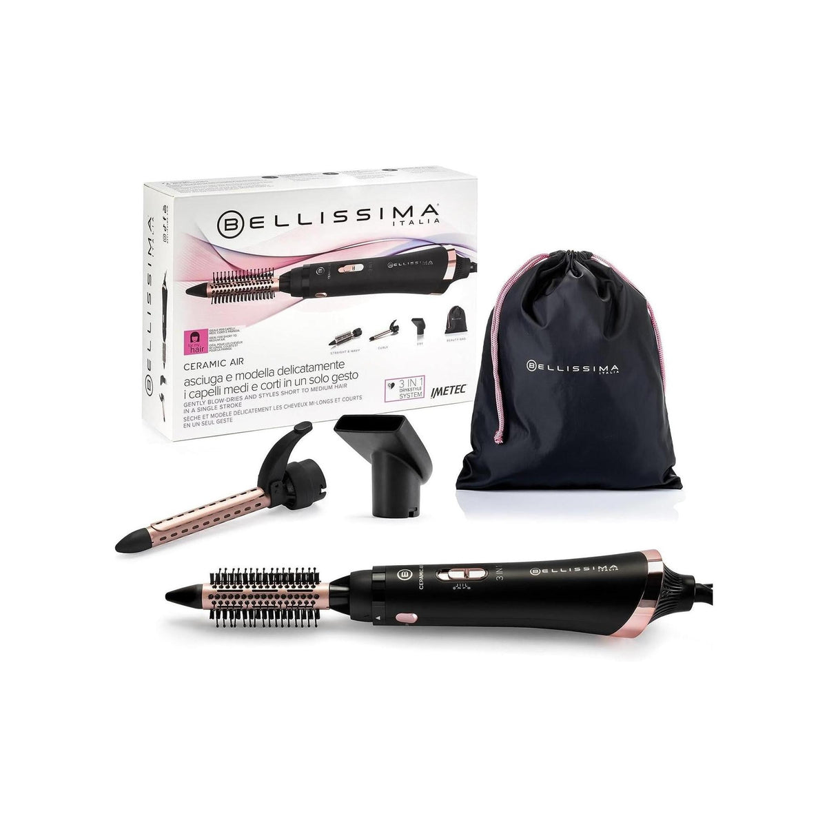 IMETEC BELLISSIMA 11886 SPAZZOLA 3 IN 1 CERAMIC AIR 800W 2 TEMPERATURE 2 VELOCITA'