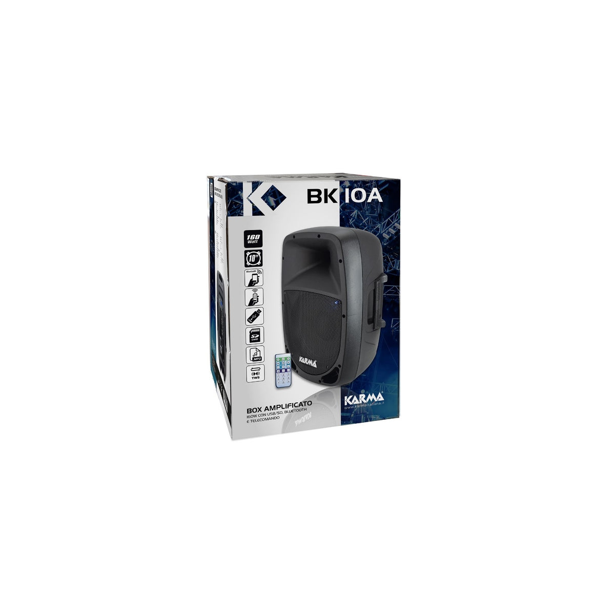 KARMA BK 10A CASSA ACUSTICA 160W WIRELESS CON TELECOMANDO COLORE NERO - BK10A