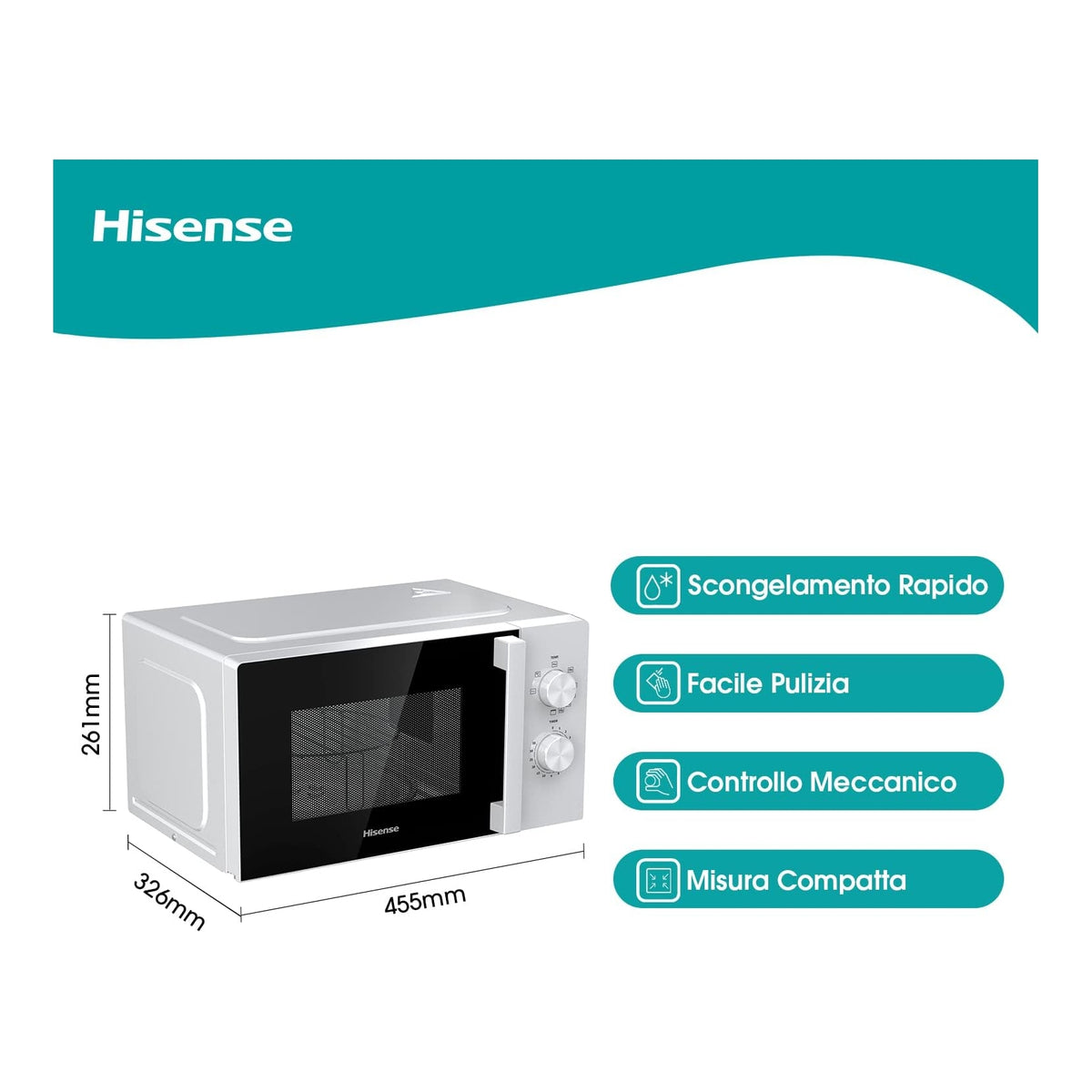 HISENSE H20MOWP1HG FORNO A MICROONDE 20LT 700W CON GRILL - BIANCO