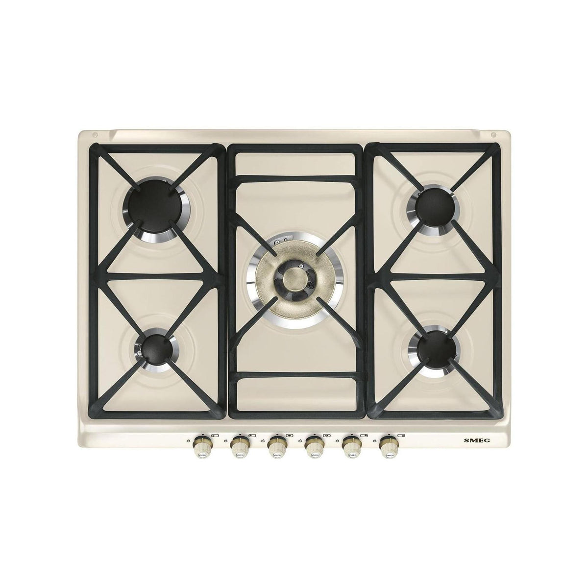 OUTLET SMEG O-SR775PO PIANO COTTURA 70CM 5 FUOCHI A GAS COLORE PANNA - CON DIFETTI