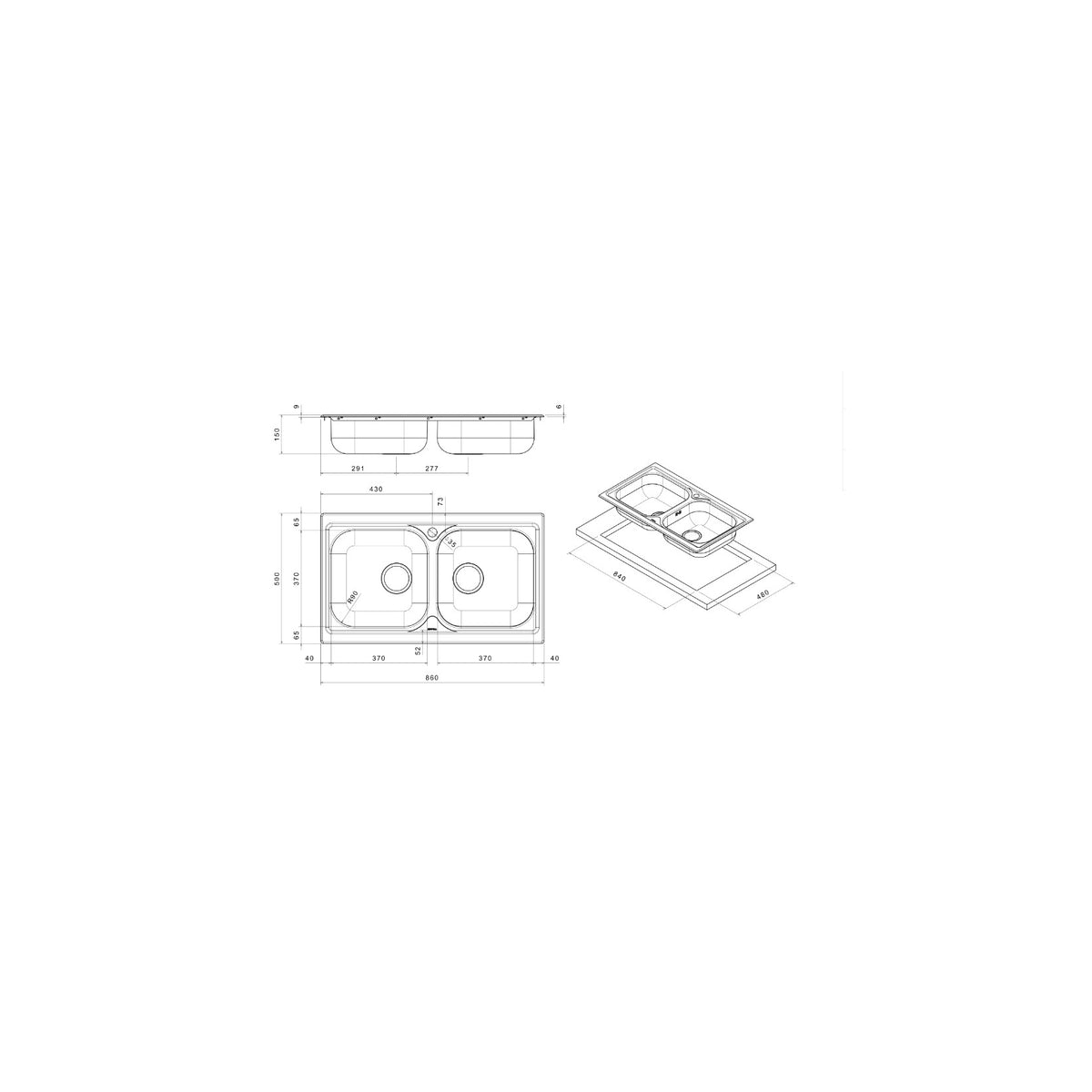 APELL TM862IPC LAVELLO 2 VASCHE 86x50CM INOX PRELUCIDO