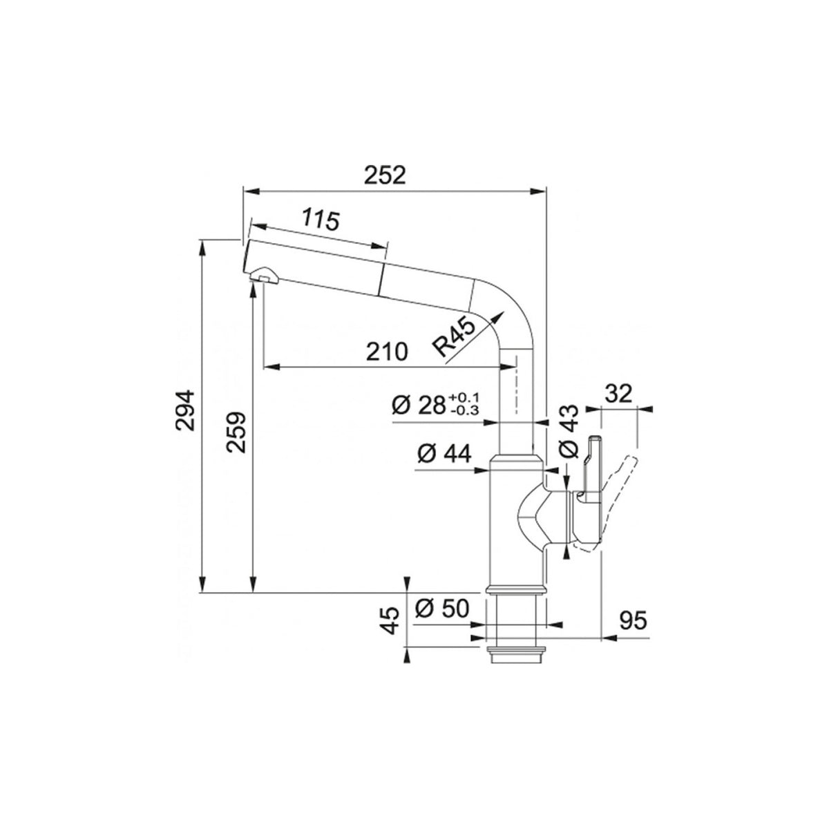 FRANKE 115.0627.523 MISCELATORE MONOCOMANDO SERIE URBAN CON DOCCETTA ESTRAIBILE COLORE BLACK MATT