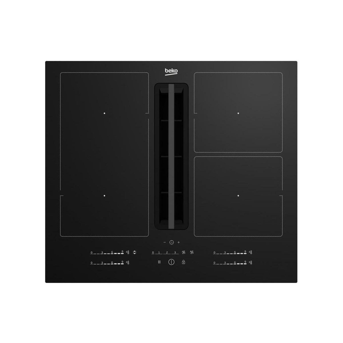 BEKO HIXI 64700 UF PIANO COTTURA A INDUZIONE CON CAPPA INTEGRATA 60CM 4 ZONE COTTURA VETROCERAMICA NERO - HIXI64700UF