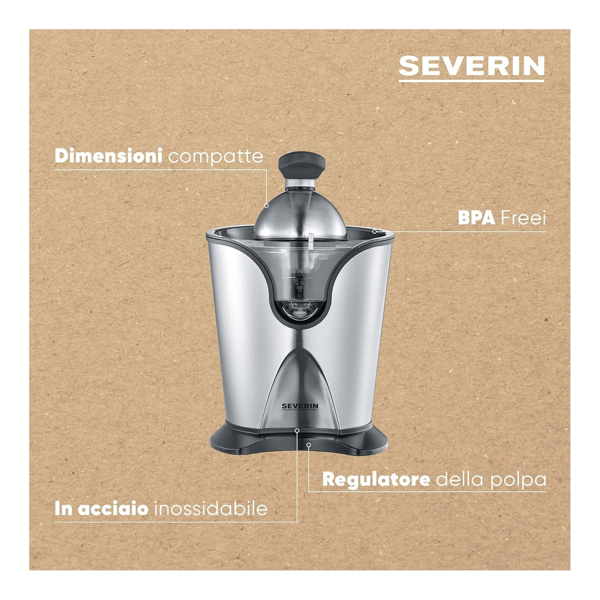 SEVERIN CP 3544 SPREMIAGRUMI CON BRACCIO A LEVA COLORE INOX