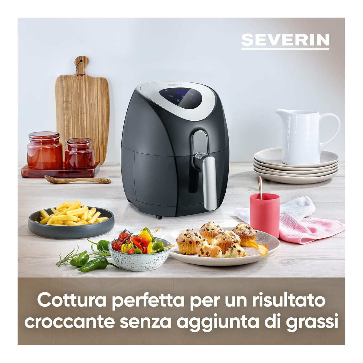 SEVERIN FR2430 FRIGGITRICE AD ARIA 1500 W CAPACITA' 3 LT 6 PROGRAMMI COLORE NERO