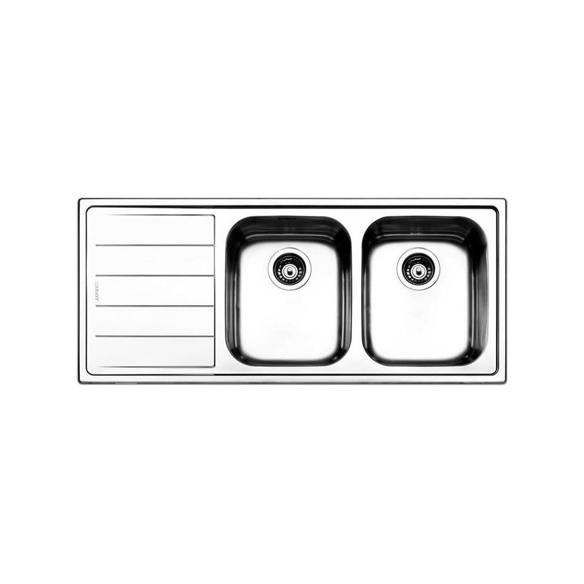 APELL LN1162ILBC LAVELLO 2 VASCHE CON GOCCIOLATOIO A SINISTRA 116x50 CM INOX SPAZZOLATO