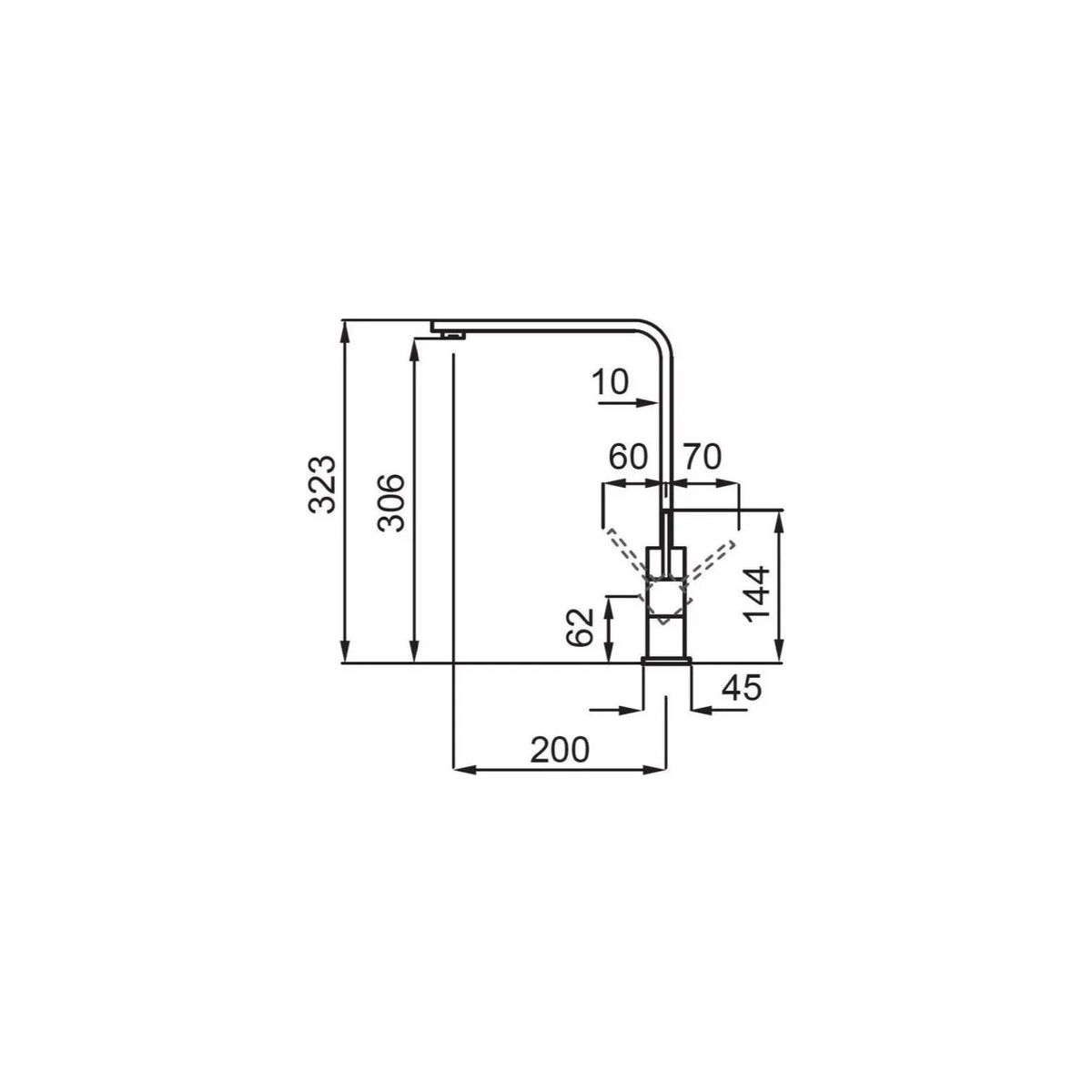 ELLECI MGKX0140 X01 MISCELATORE MONOCOMANDO CANNA ALTA COLORE NERO - PROMO