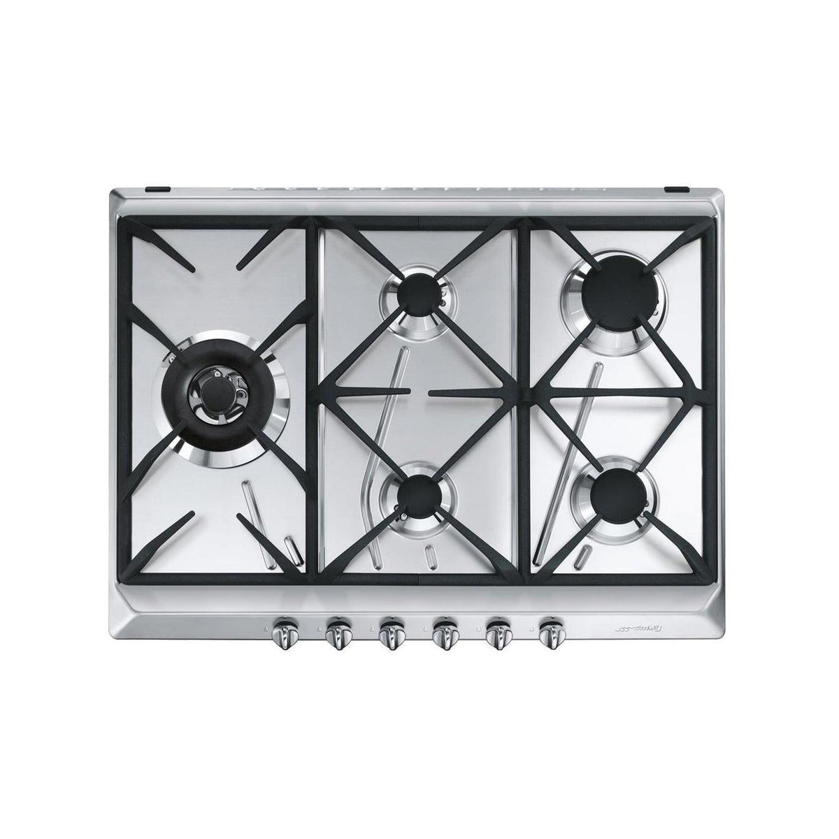 SMEG SRV575GH5 PIANO COTTURA DA INCASSO 70CM 5 FUOCHI A GAS GRIGLIE IN GHISA COLORE INOX- PROMO