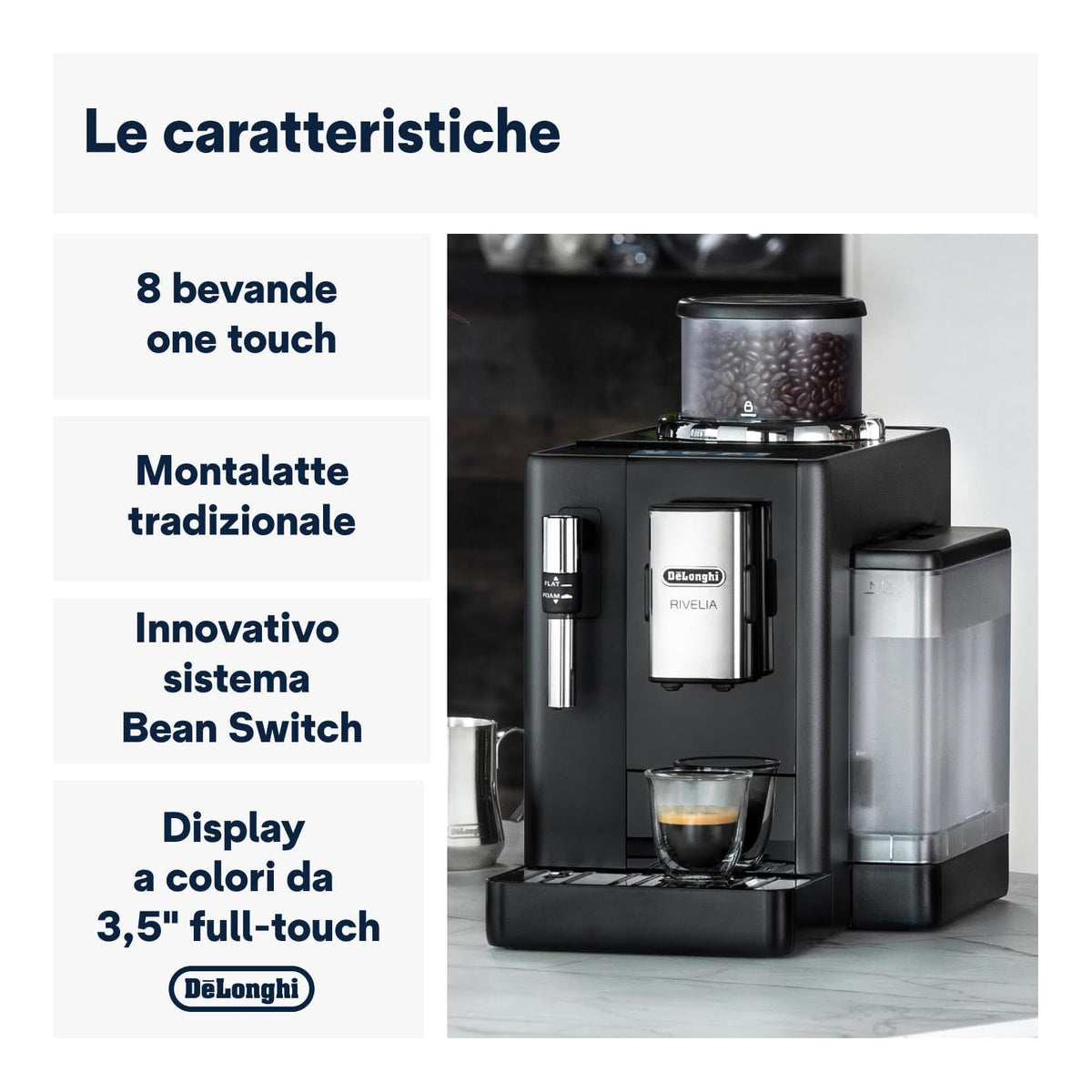 DE LONGHI RIVELIA EXAM440.35.B MACCHINA DA CAFFE' AUTOMATICA A CHICCHI COLORE NERA - EXAM44035B