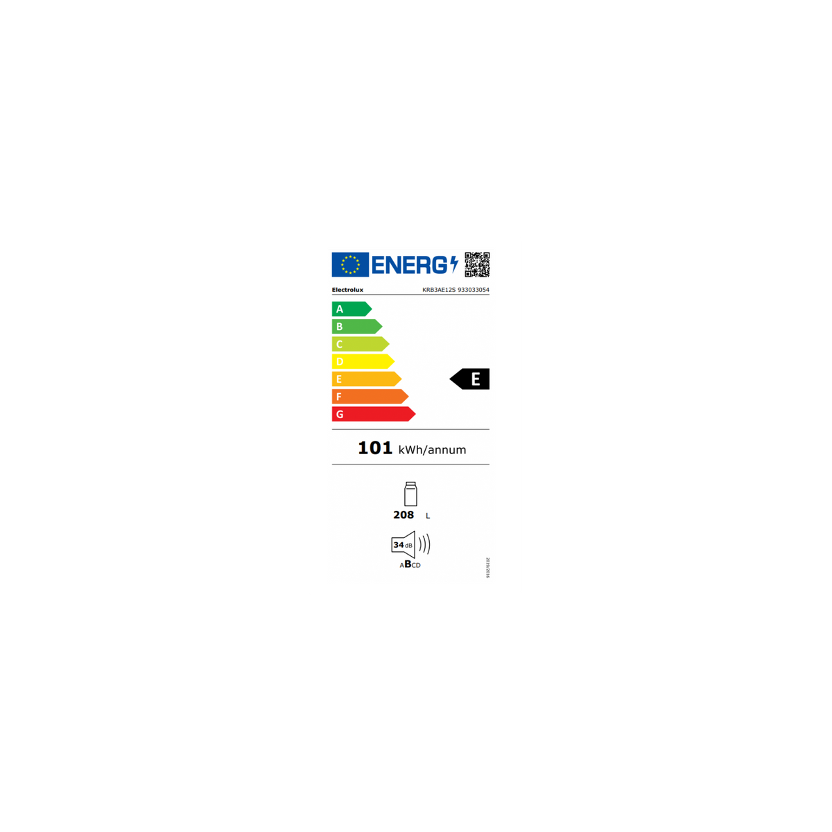ELECTROLUX KRB3AE12S FRIGORIFERO MONOPORTA 208 LT STATICO CLASSE E