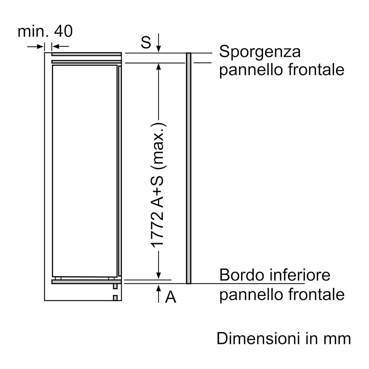 BOSCH KIR81NSE0 FRIGORIFERO MONOPORTA DA INCASSO 310LT VENTILATO CLASSE E