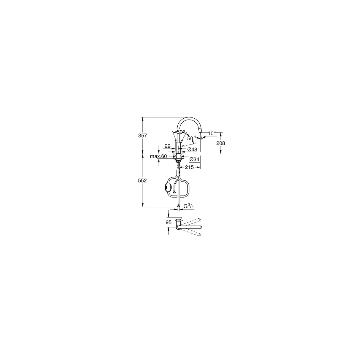 GROHE 30573000 MISCELATORE GIREVOLE COLORE CROMO