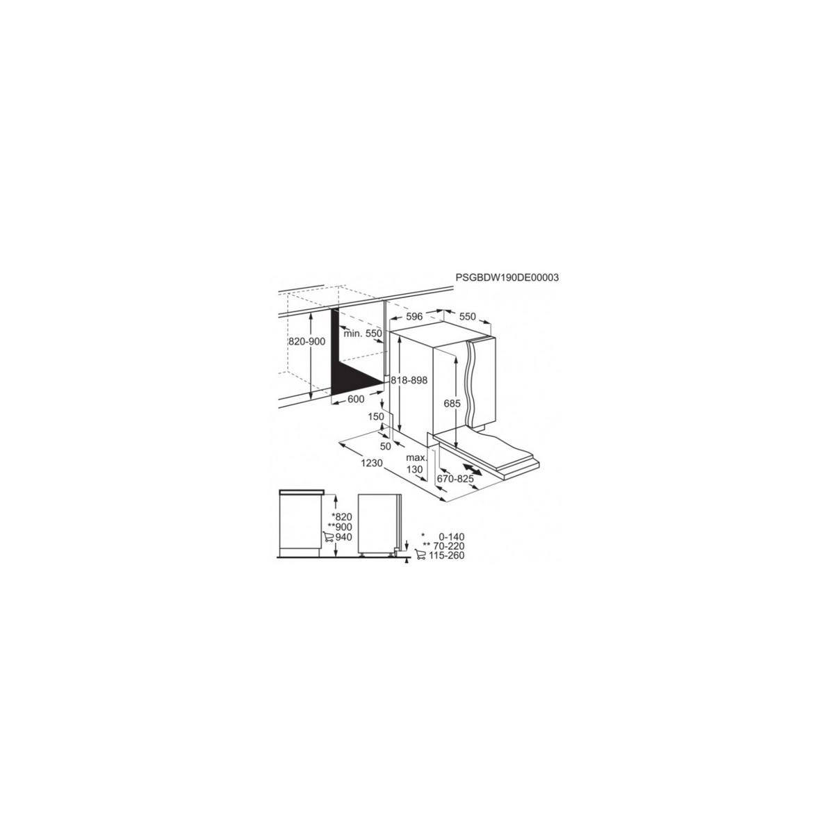 ELECTROLUX KEZB9400W LAVASTOVIGLIE DA INCASSO A SCOMPARSA TOTALE 15 COPERTI 8 PROGRAMMI CLASSE D