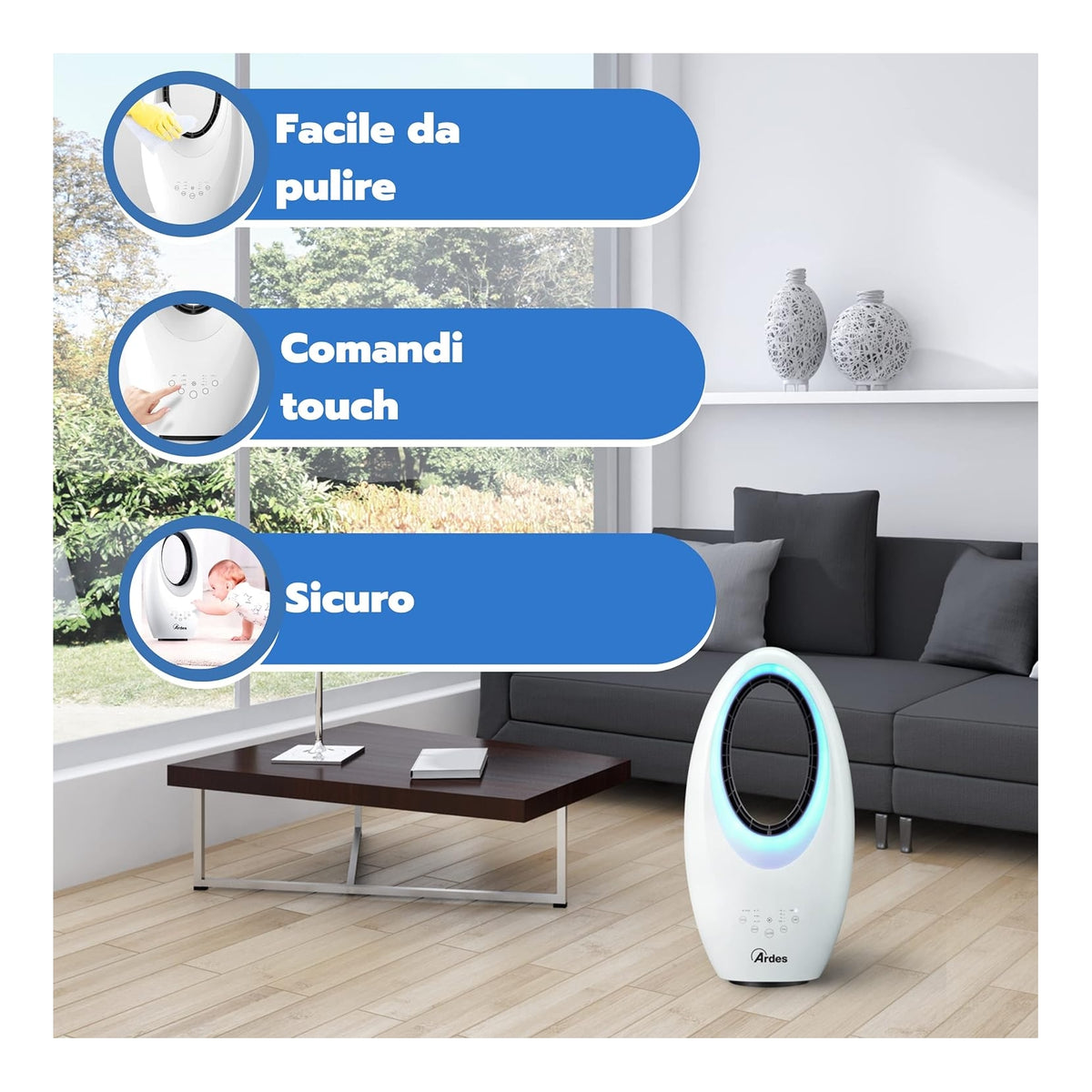 ARDES AR5BL1B MUNA BLADELESS VENTILATORE 3 VELOCITA' CON TELECOMANDO