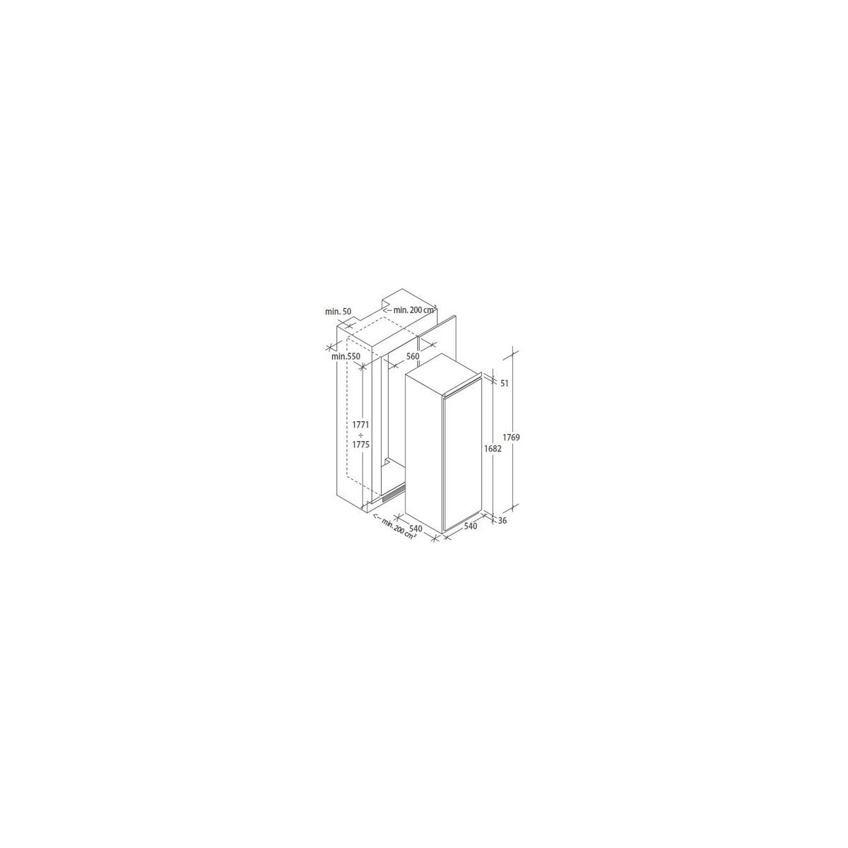 CANDY CM4S518EW FRIGO MONOPORTA DA INCASSO 286LT CLASSE E