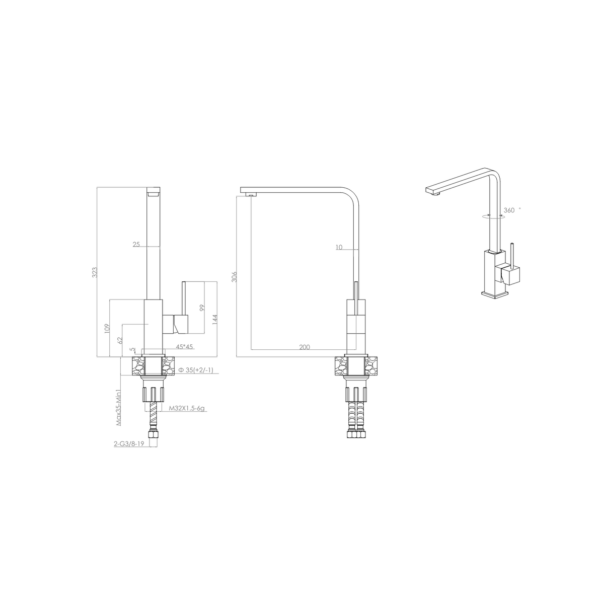 ELLECI MGKX0140 X01 MISCELATORE MONOCOMANDO CANNA ALTA COLORE NERO - PROMO
